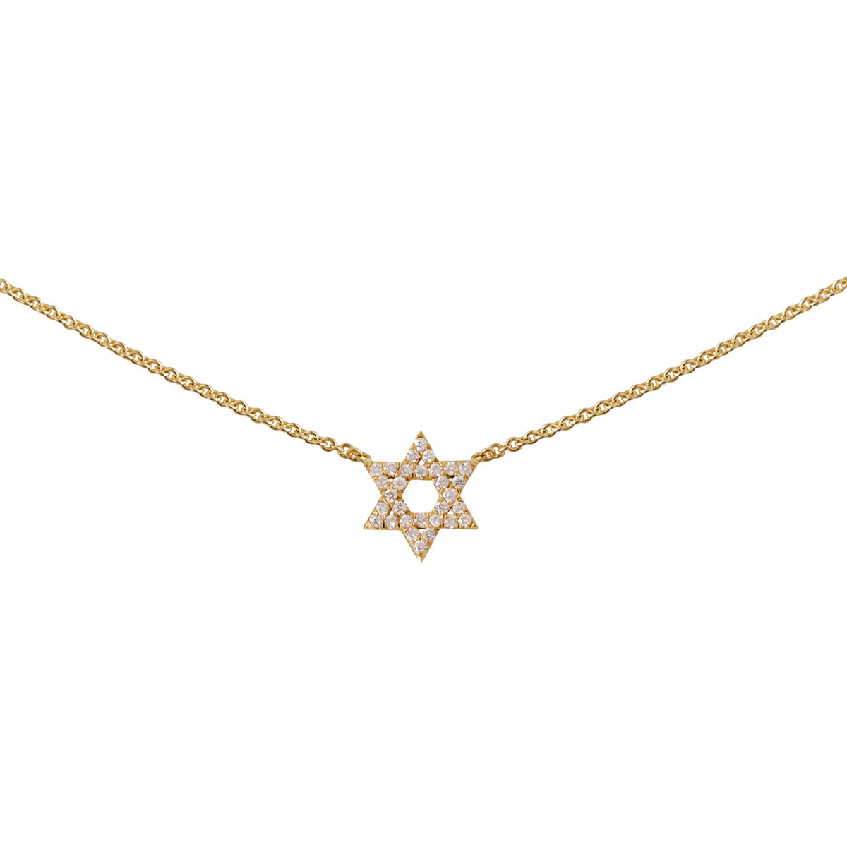 Small Star of David Magen David Diamond Pendant Gold Necklace