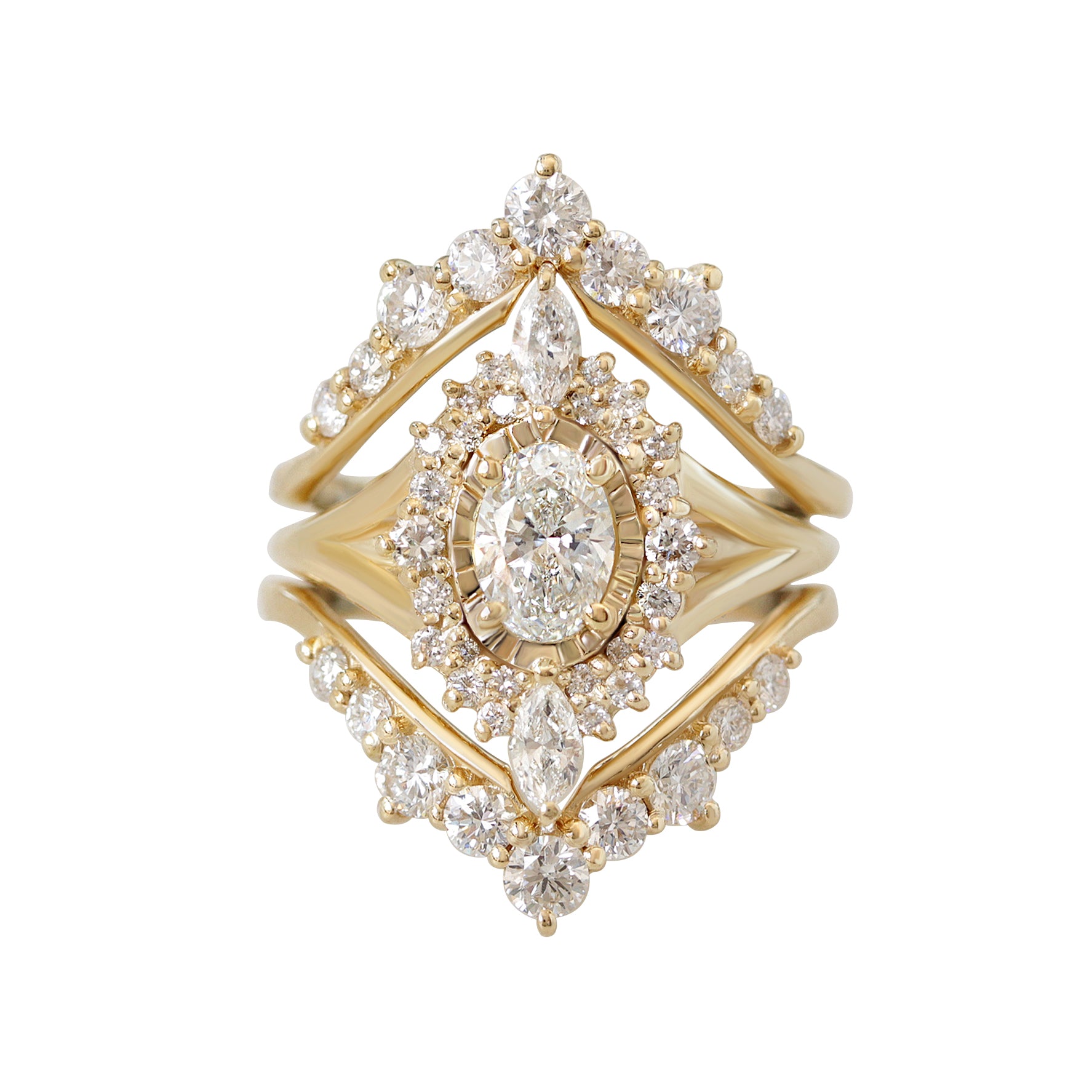 The Starlight Ring Oval Diamond Engagement Ring Three Ring Set