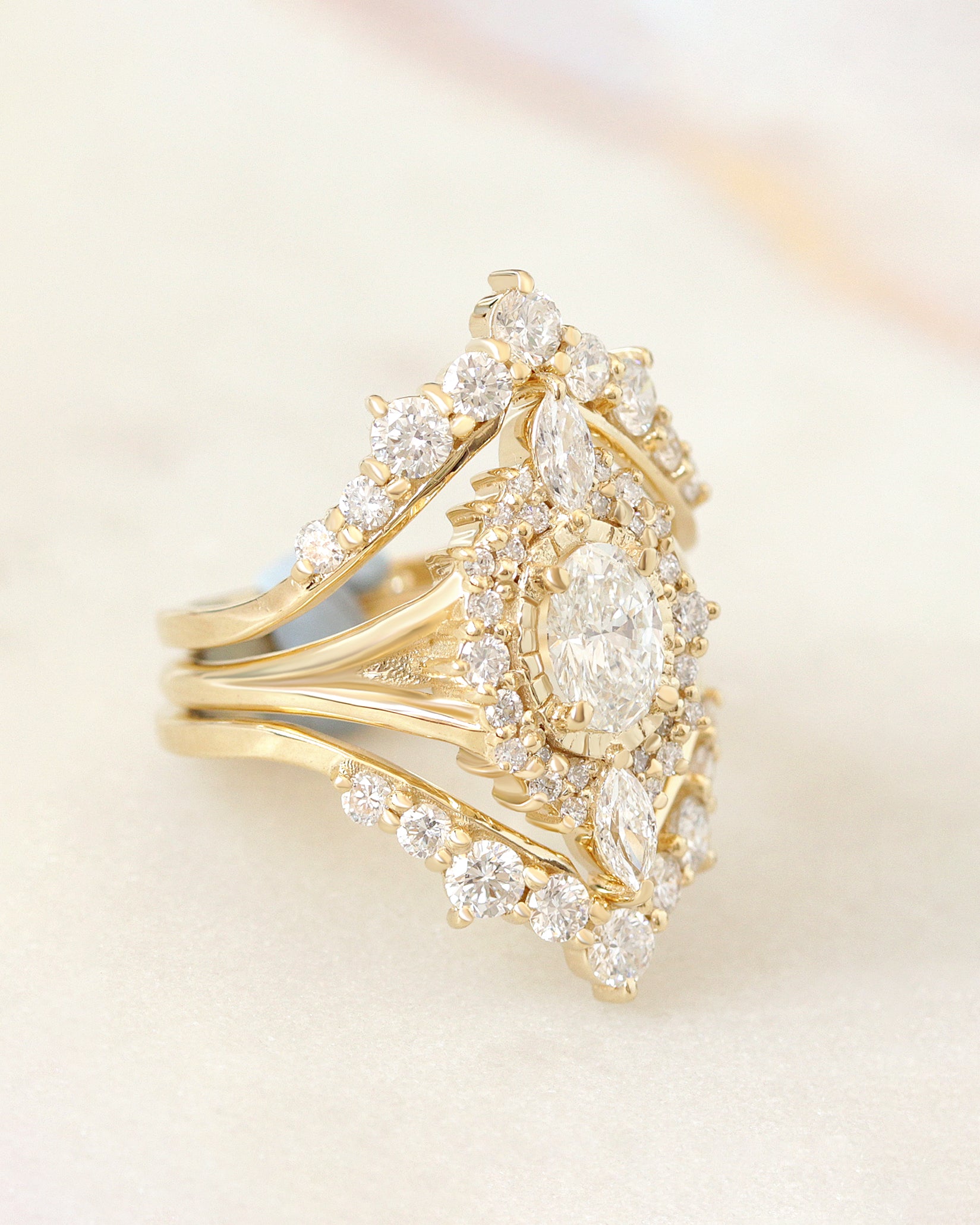 The Starlight Ring Oval Diamond Engagement Ring Three Ring Set