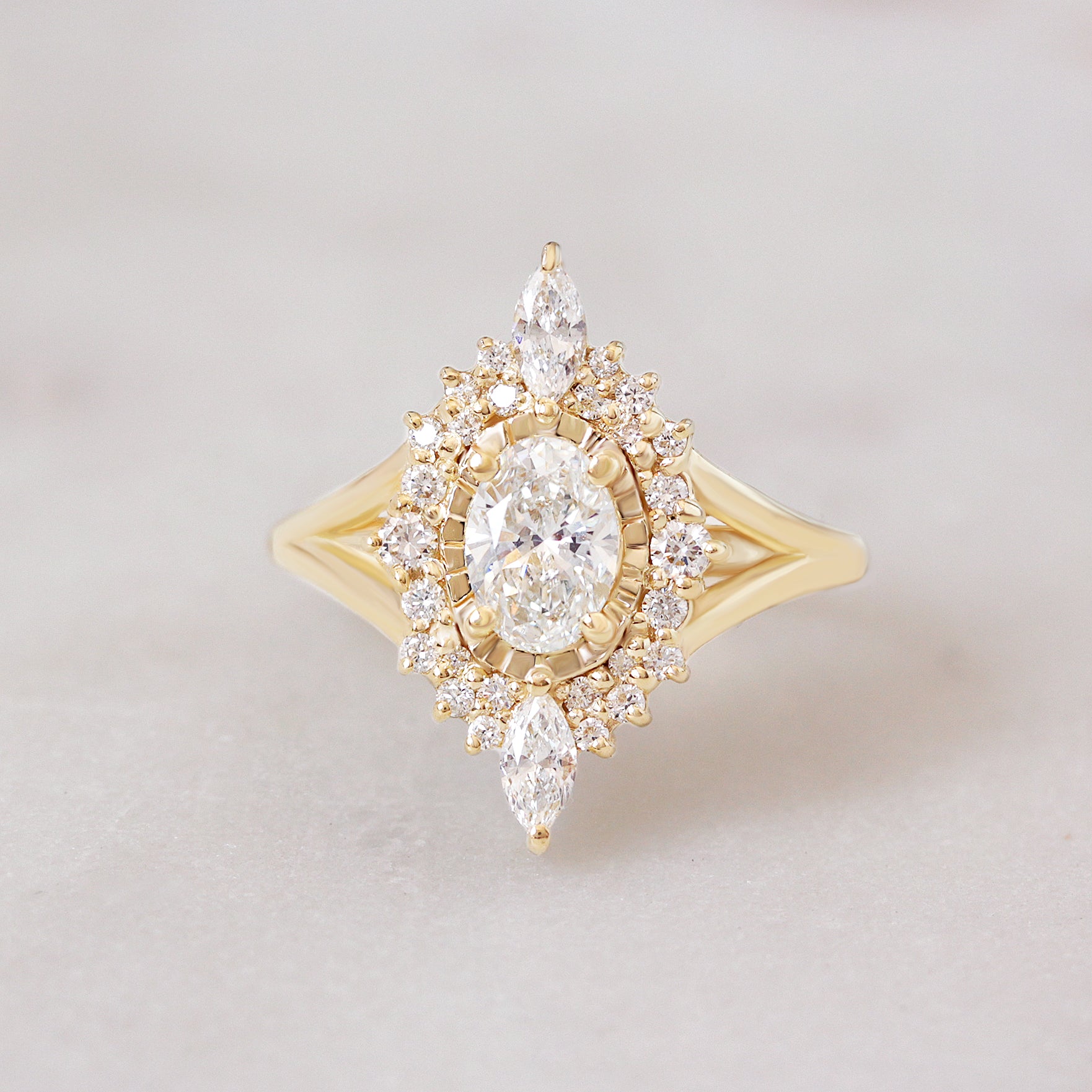 The Starlight Oval Diamond Engagement Ring, oval diamond, star engagement ring, celestial ring, vintage inspired, victorian