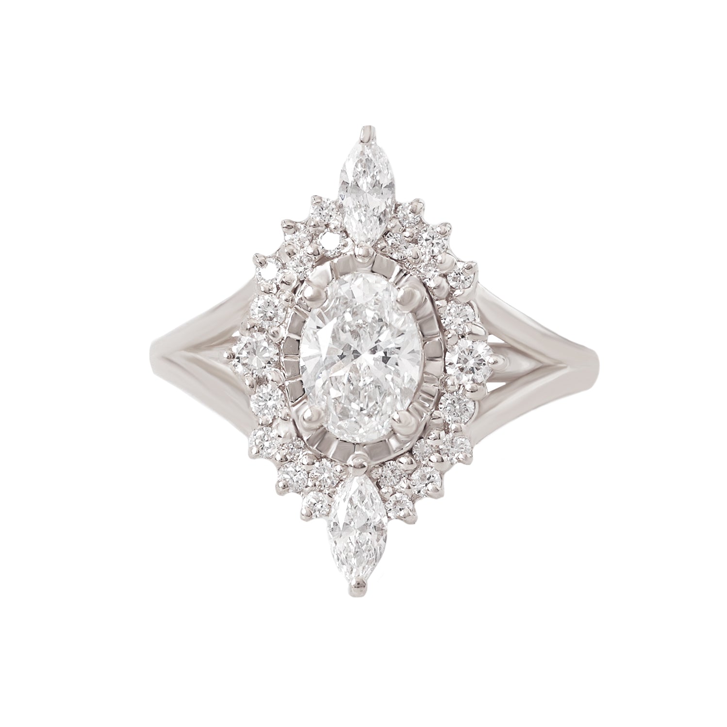 The Starlight Oval Diamond Engagement Ring, oval diamond, star engagement ring, celestial ring, vintage inspired, victorian