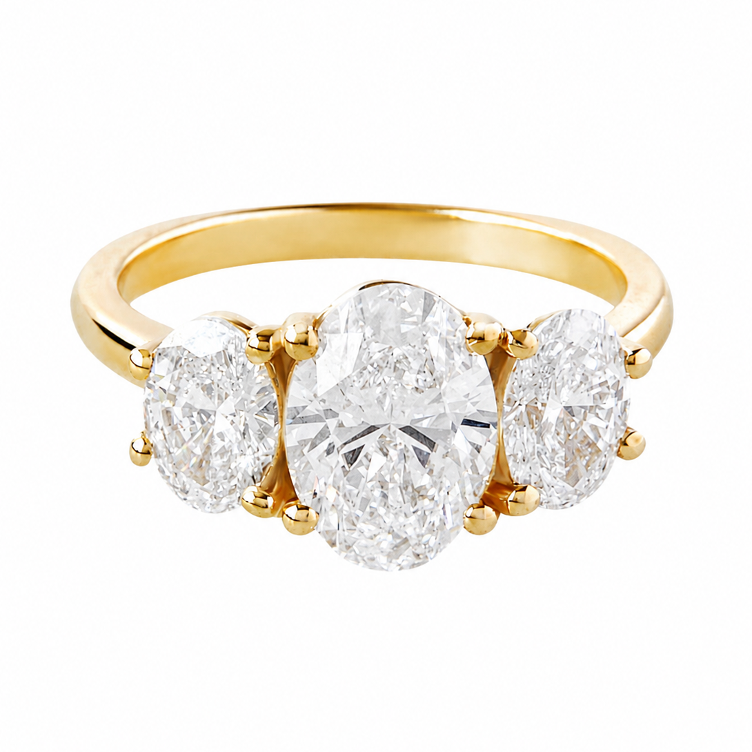 Three Stone Oval Lab Grown Diamonds Engagement Ring