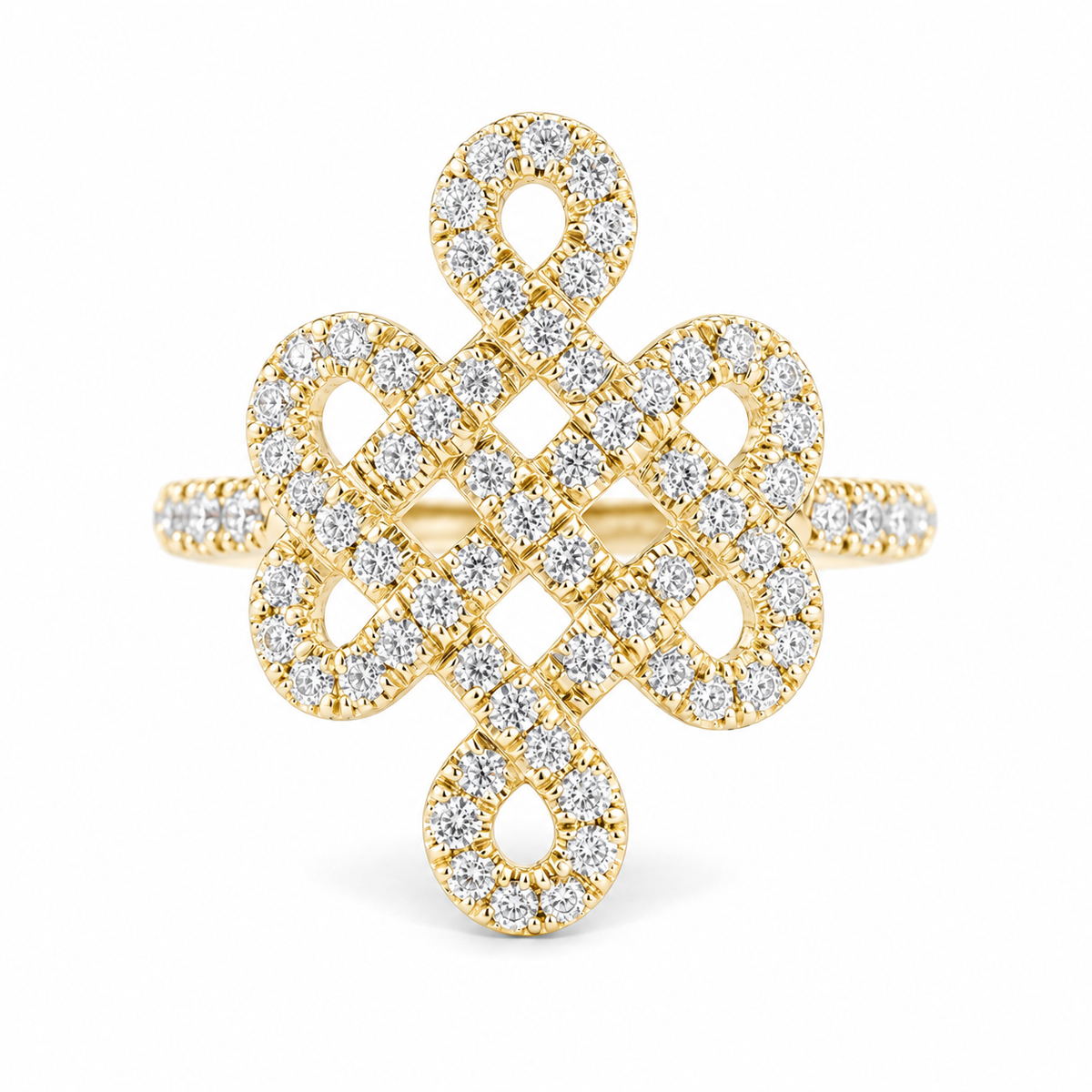 Tibetan endless love Knot Lace Wide Diamond Ring