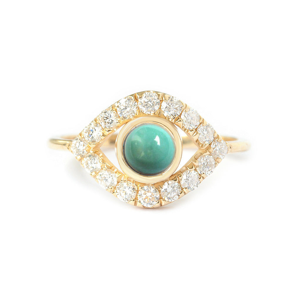 Turquoise and Diamonds Evil Eye Jumbo Ring