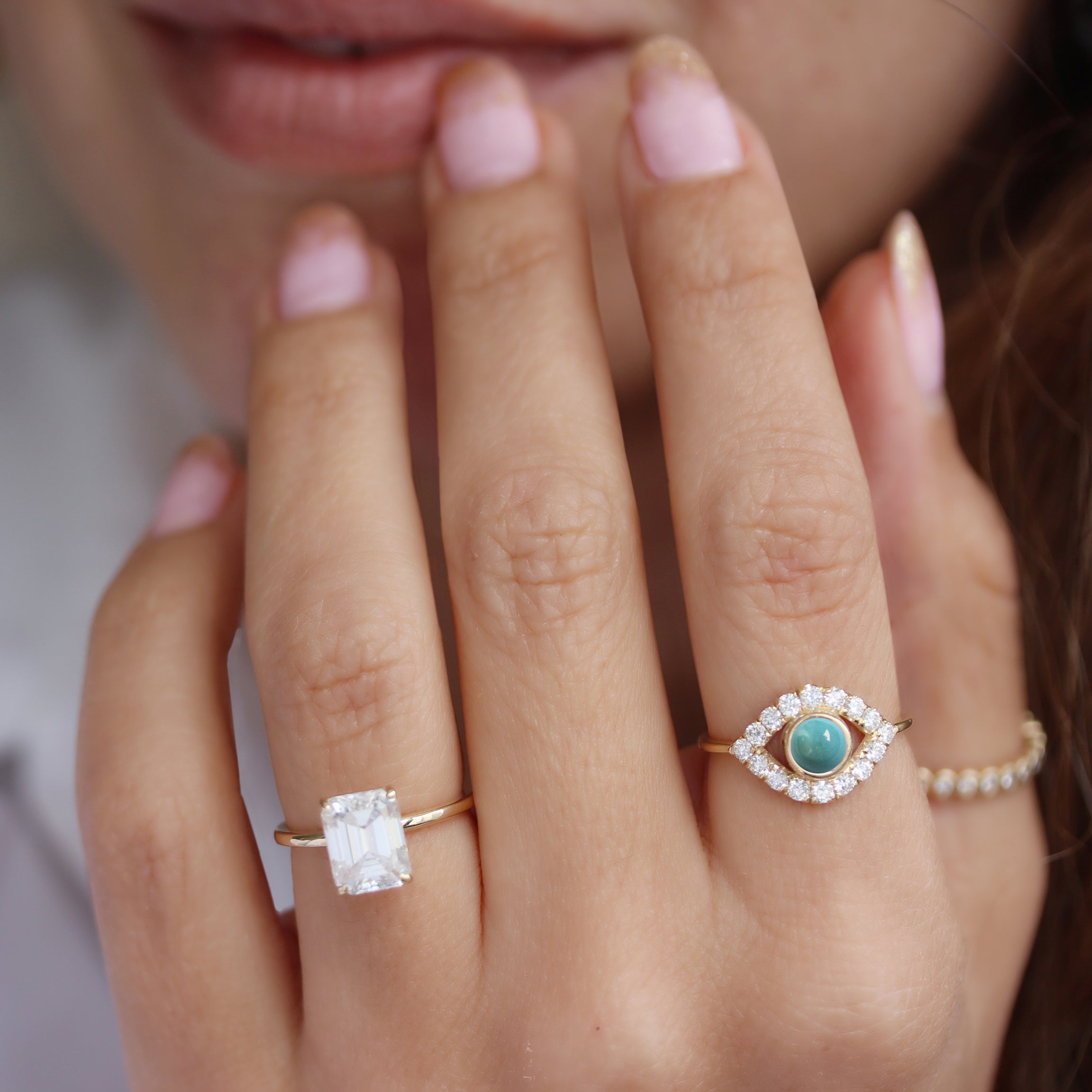 Turquoise and Diamonds Evil Eye Jumbo Ring