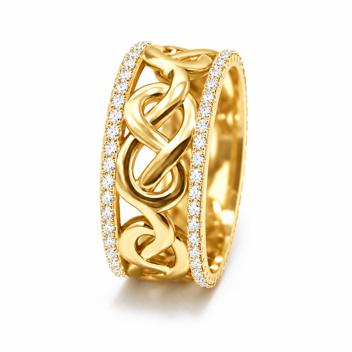 Celtic Infinity Knot Double Diamond Eternity, His Wedding Ring