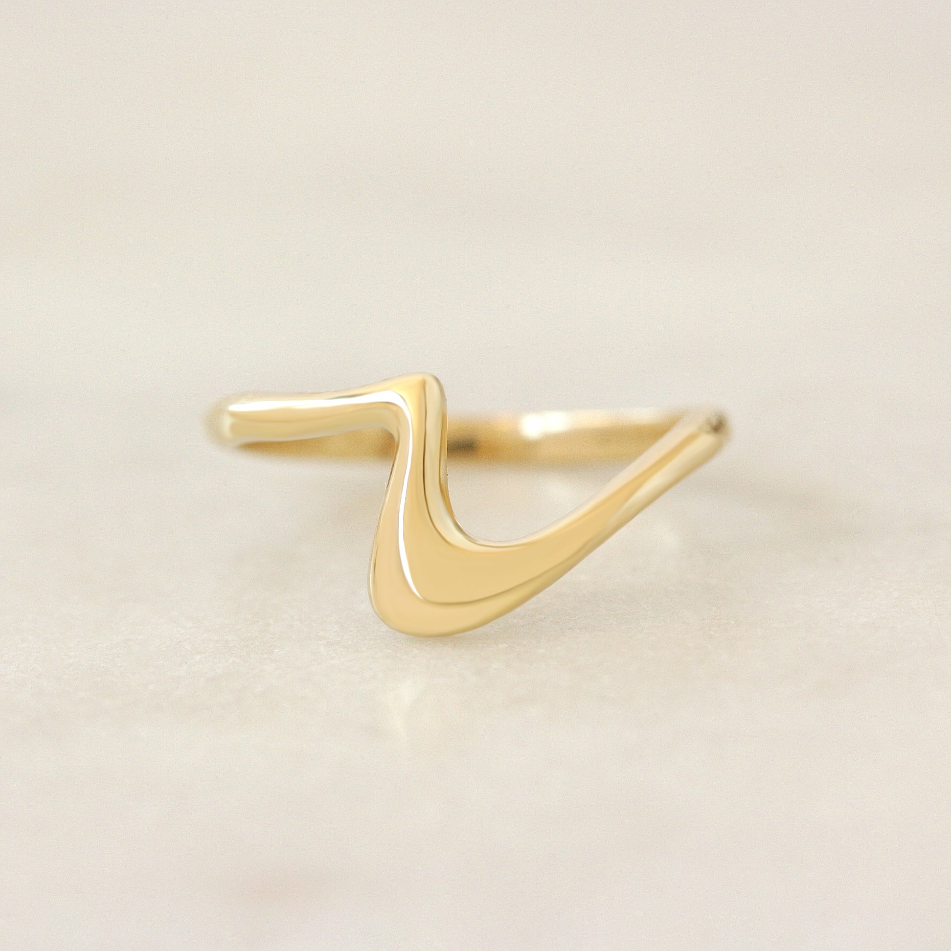 Wavy Aesthetic Bold Organic Flowing Curved Gold Wedding Ring