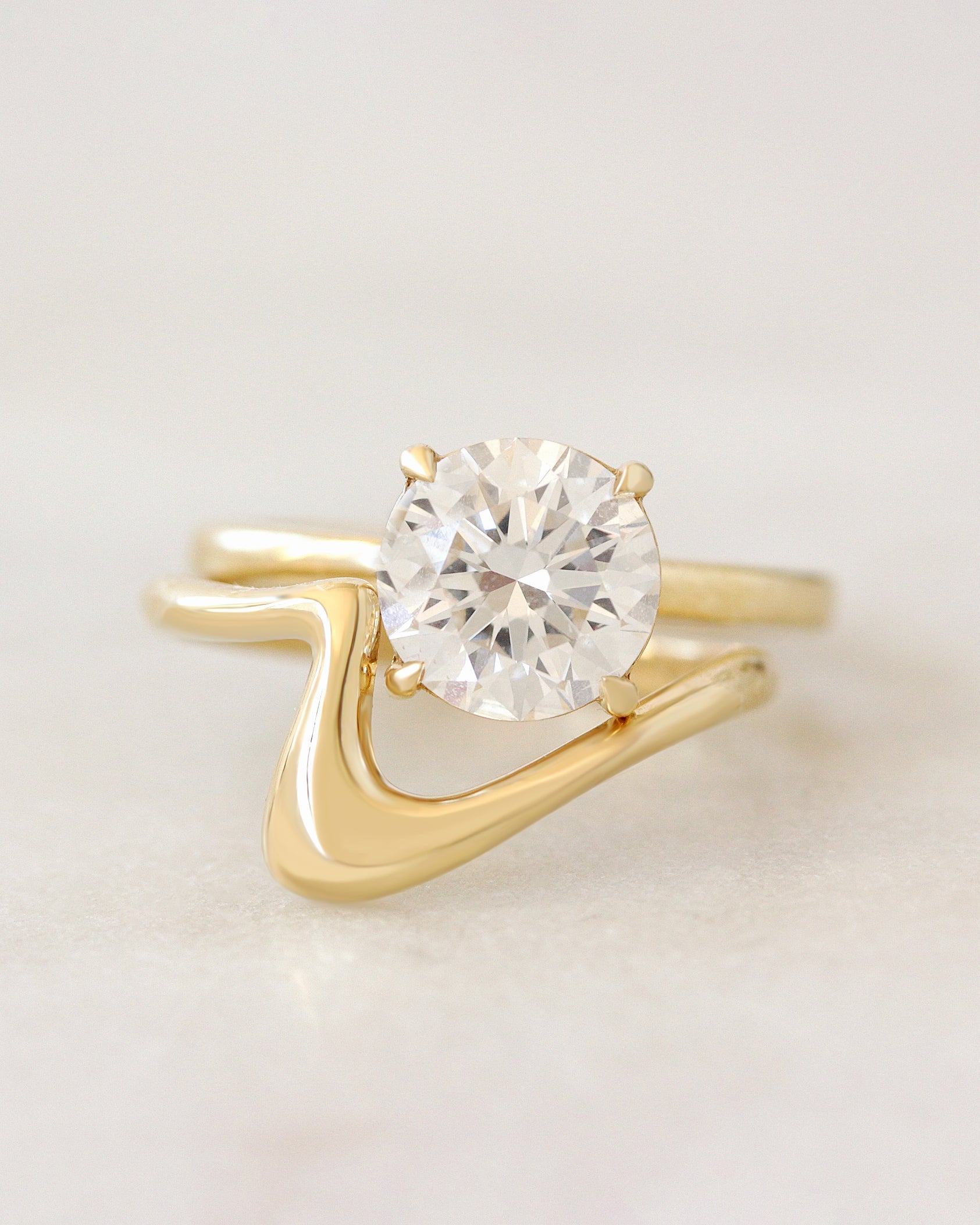 Wavy Aesthetic Bold Organic Flowing Curved Gold Wedding Ring