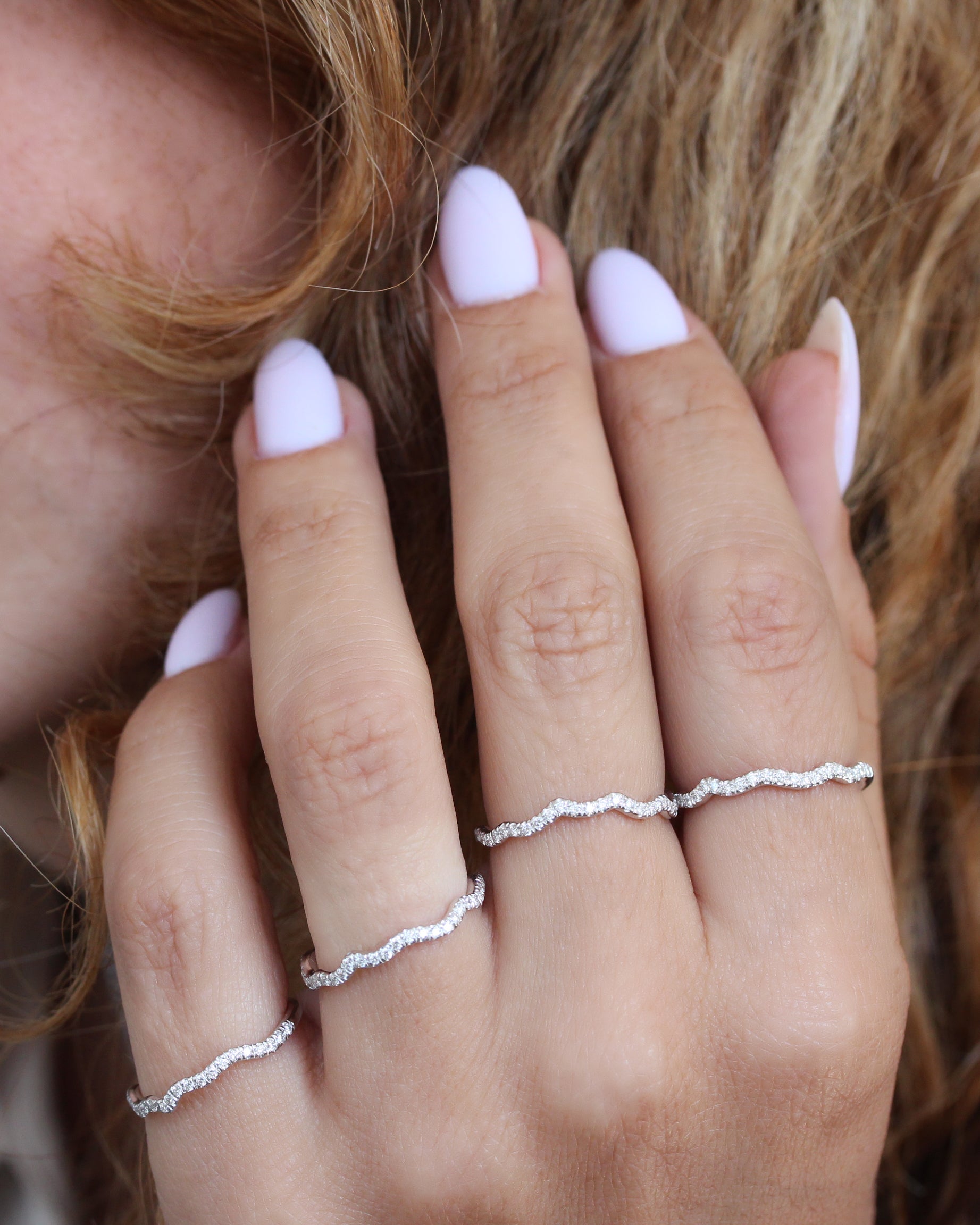 Wavy Curly Diamond Zen Ring - Half Eternity