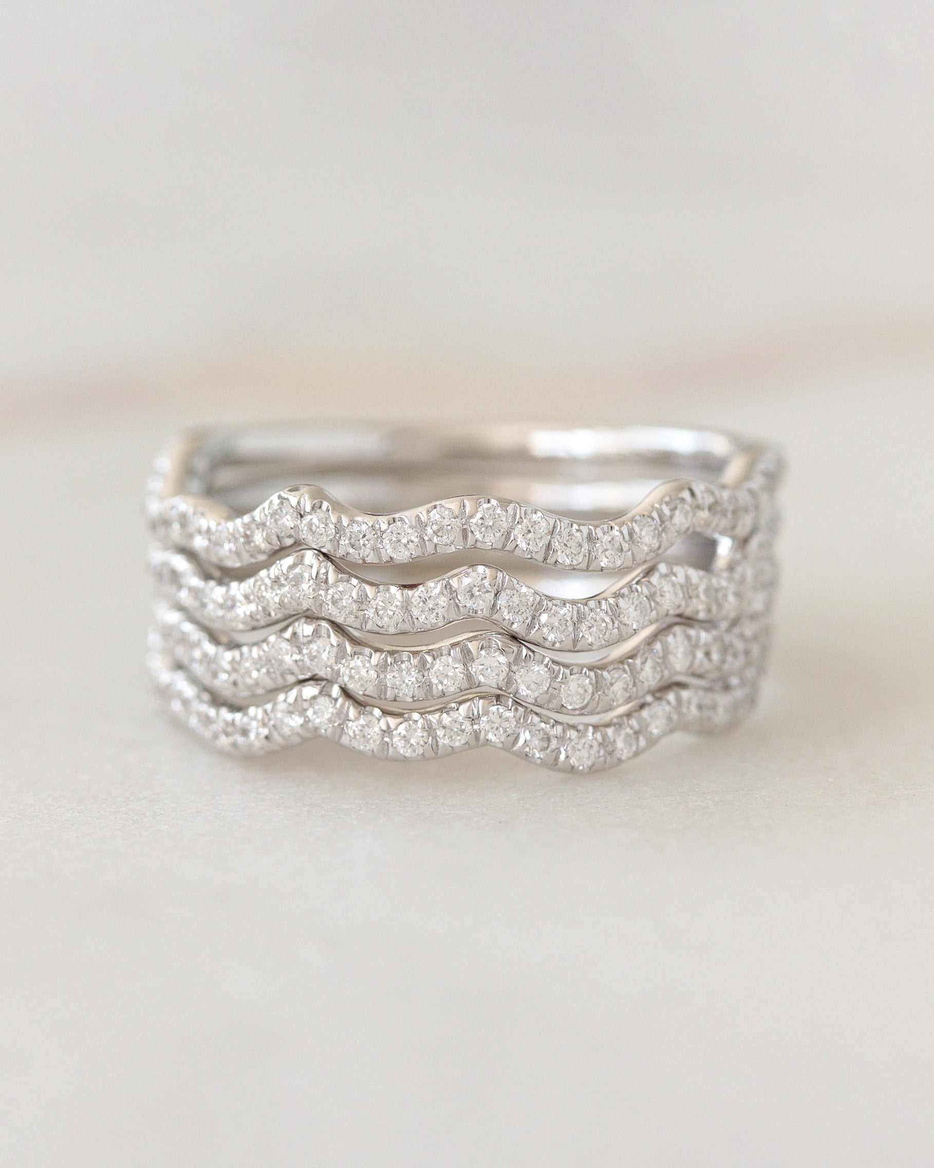 Wavy Curly Diamond Zen Ring - Half Eternity
