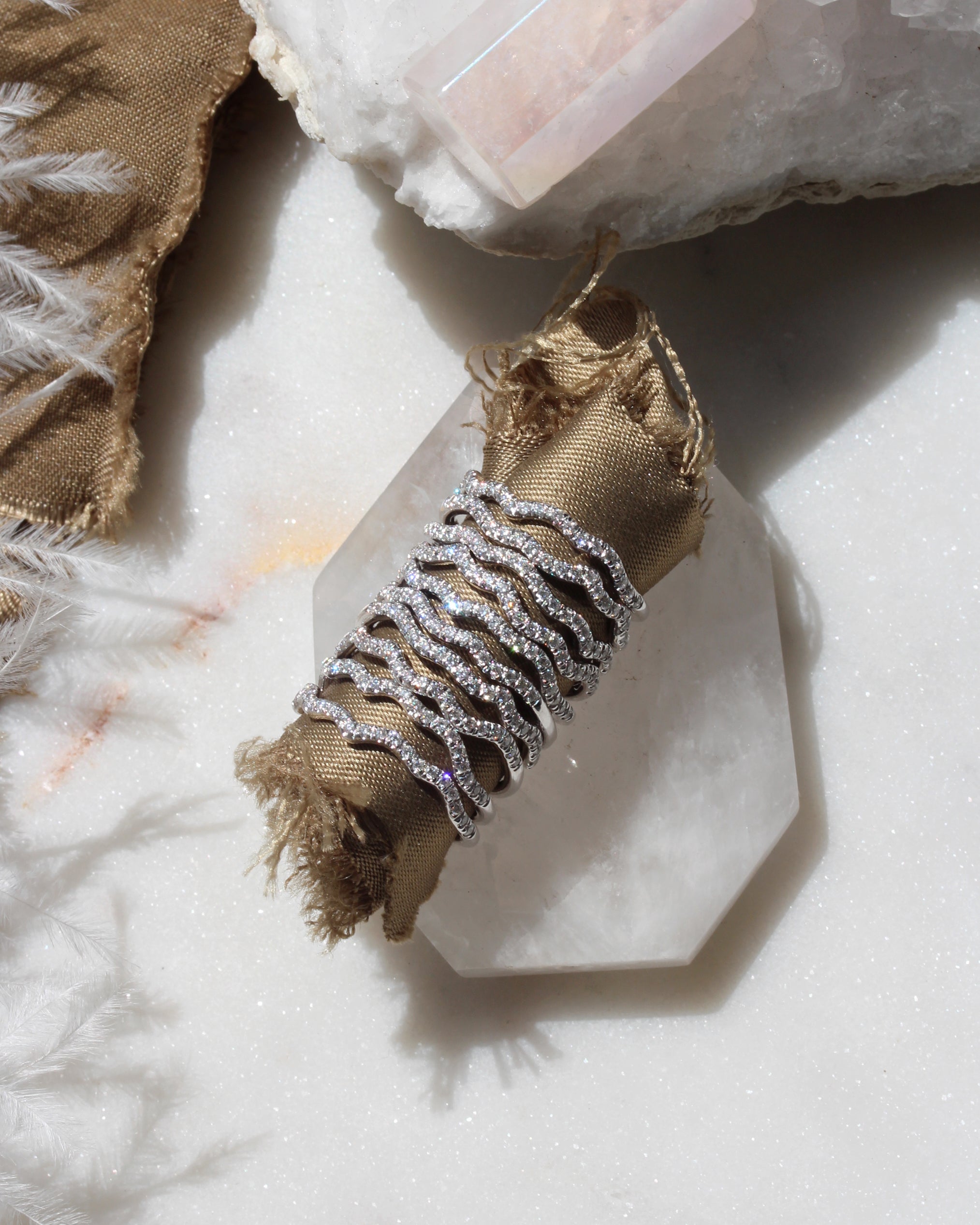 Wavy Curly Diamond Zen Ring - Half Eternity