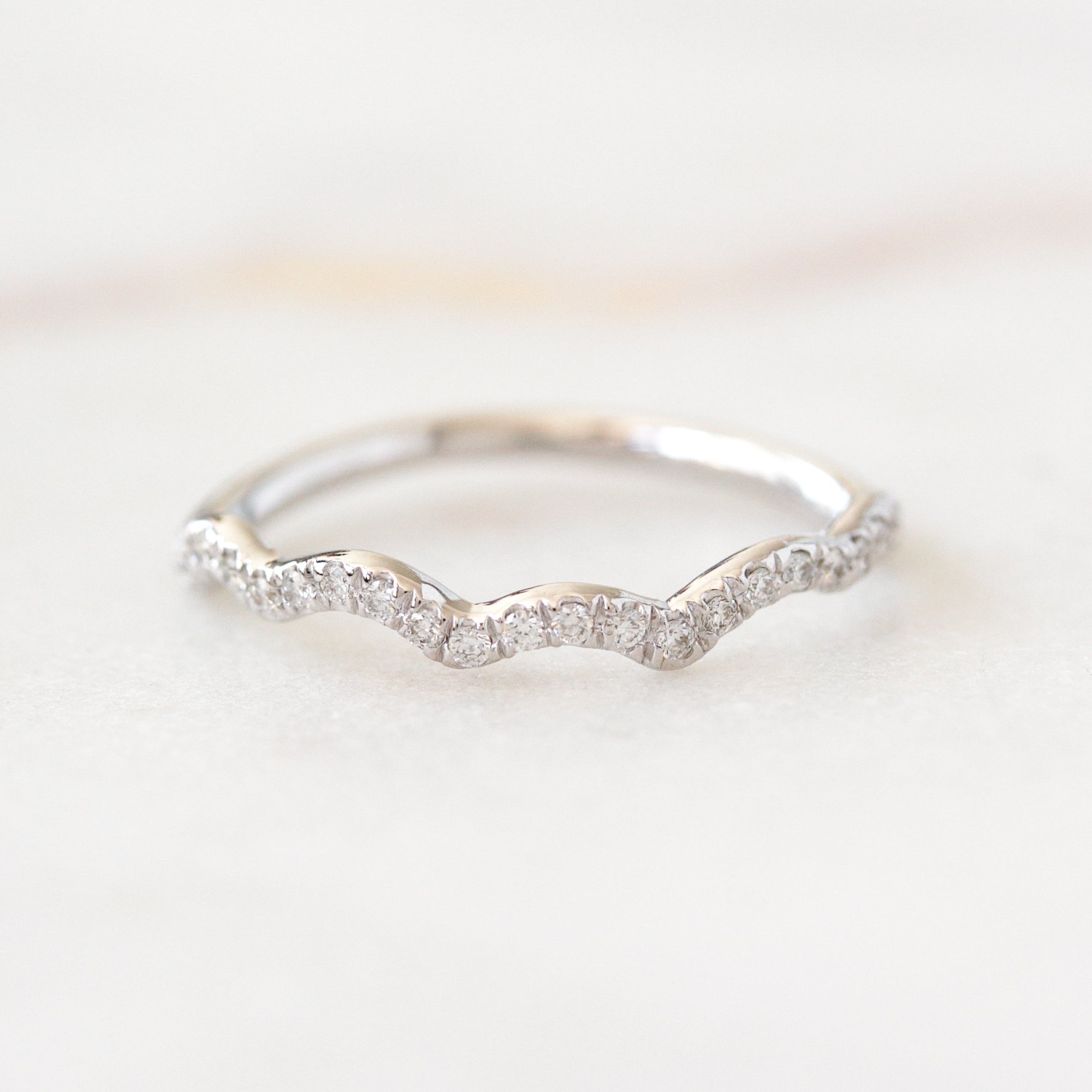 Wavy Curly Diamond Zen Ring - Half Eternity