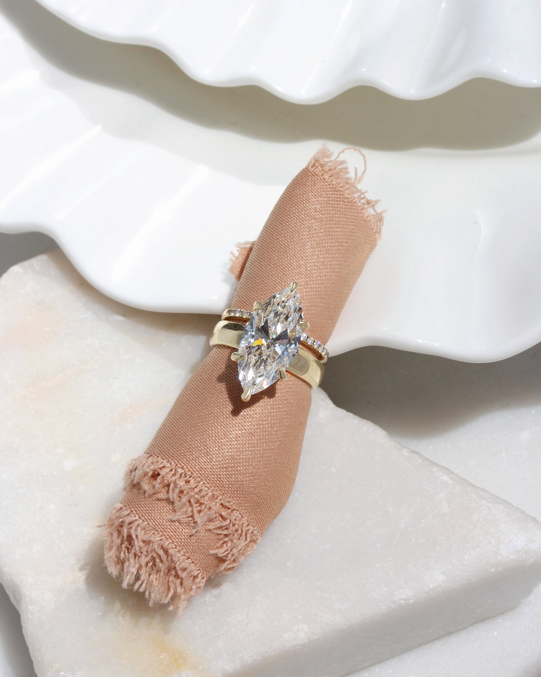 Wide Band Marquise Diamond Solitaire 4mm Band Engagement Ring Arya, 4ct marquise lab grown diamond, modern engagement ring. 6 prongs crown setting, Solitaire, bold, chuncky gold