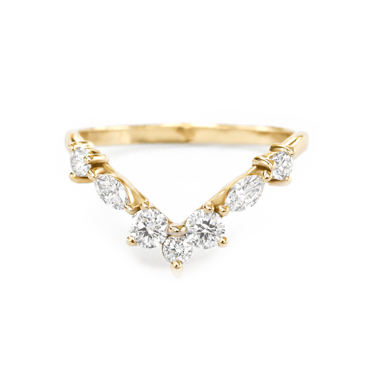 Chevron Nesting Diamond Wedding Ring - Apollo