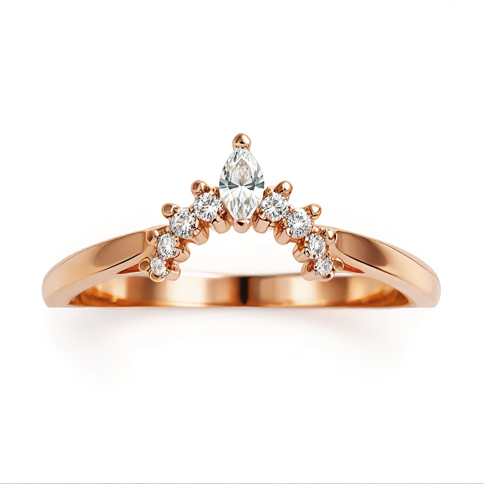 Marquise Diamond Unique Wedding Nesting Ring - Athena Armor