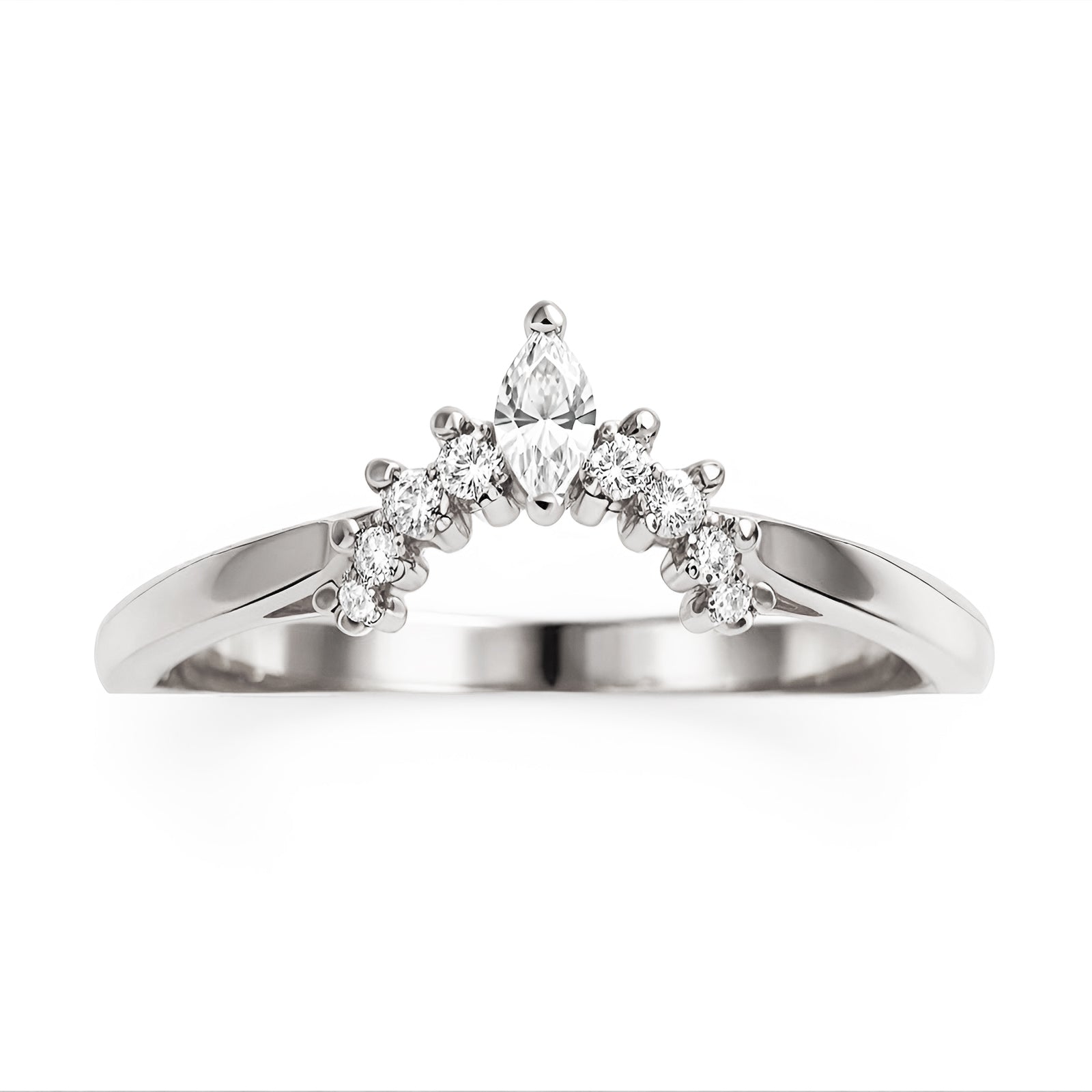 Marquise Diamond Unique Wedding Nesting Ring - Athena Armor