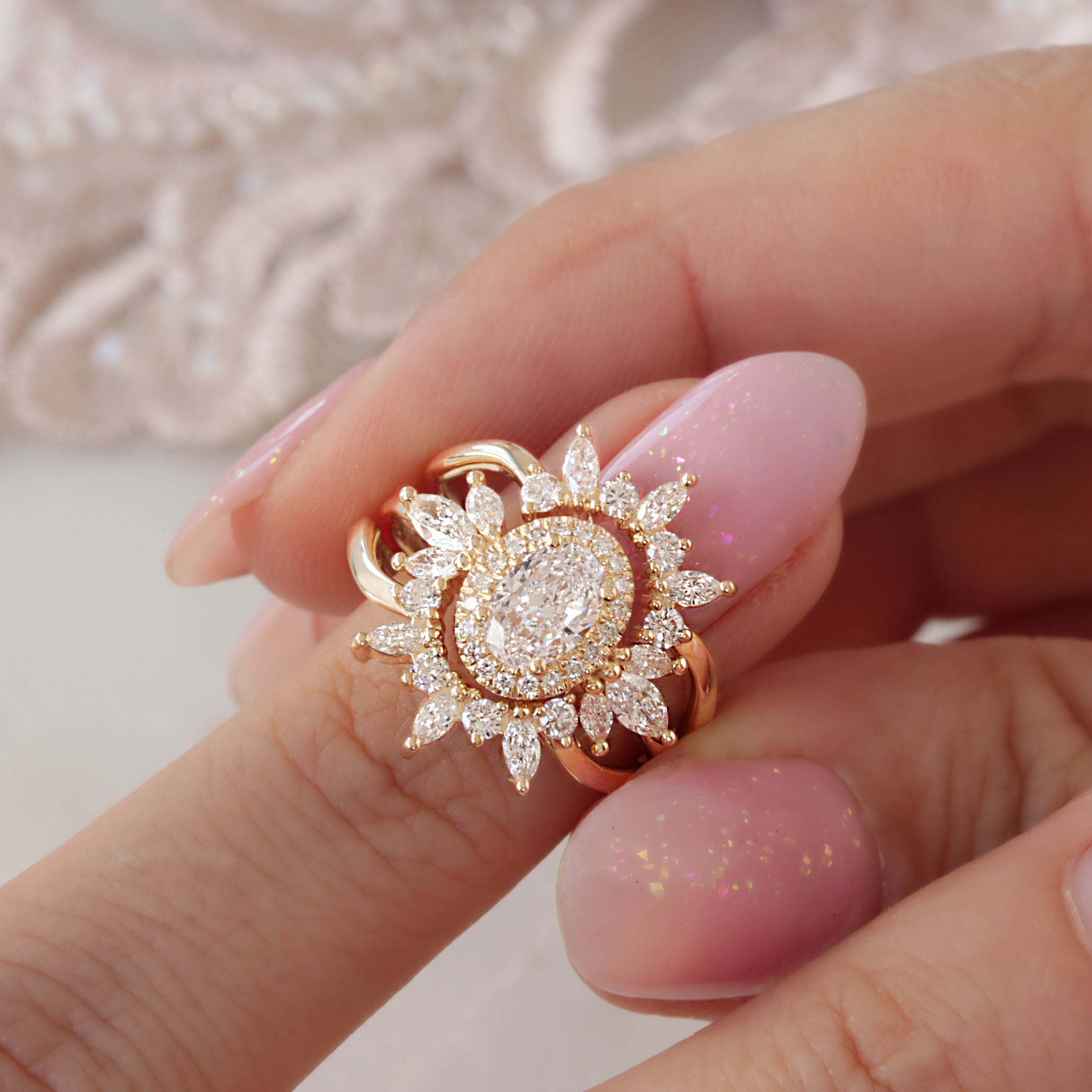 Oval Diamond 1.30ct Unique Engagement Ring, "Athena" & Two Athena's Crowns ♥