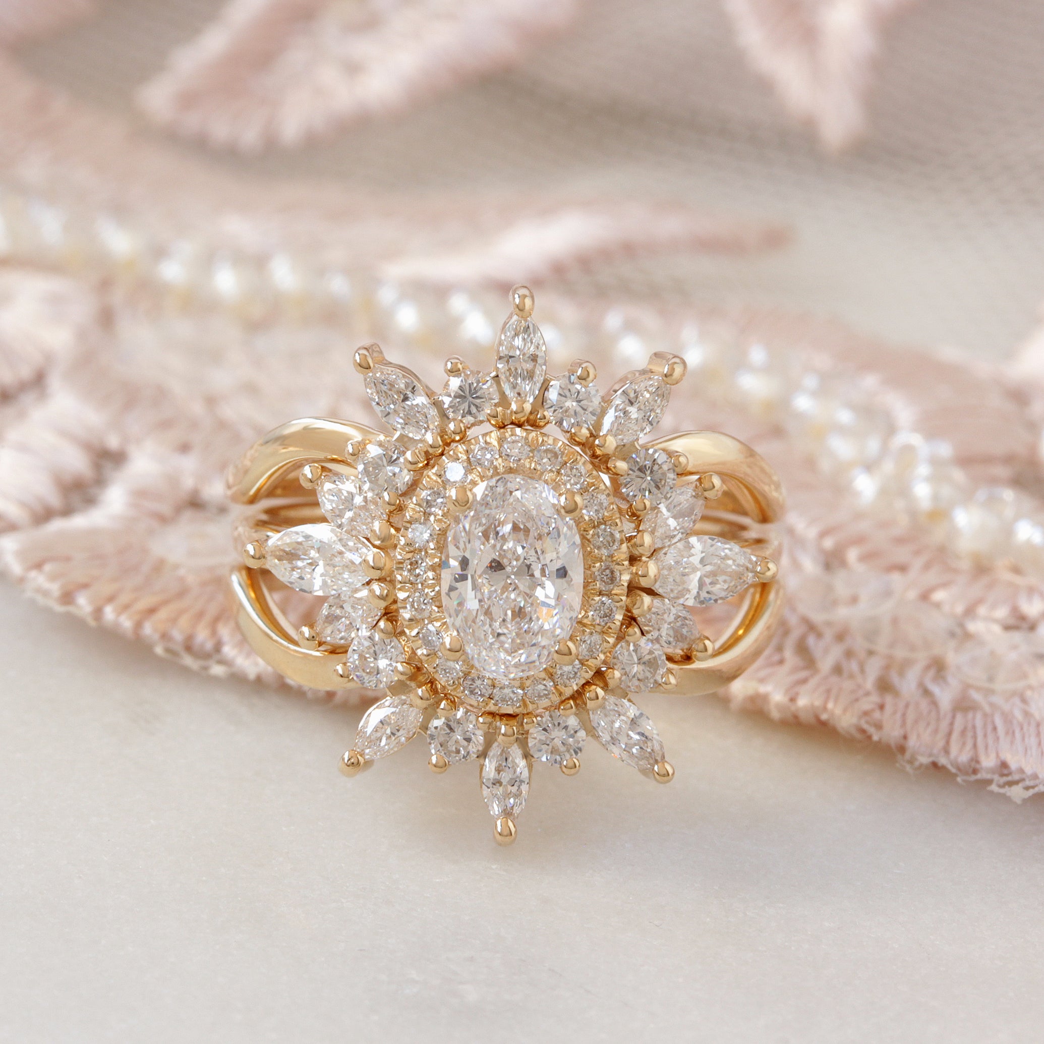 Oval Diamond 1.30ct Unique Engagement Ring, "Athena" & Two Athena's Crowns ♥