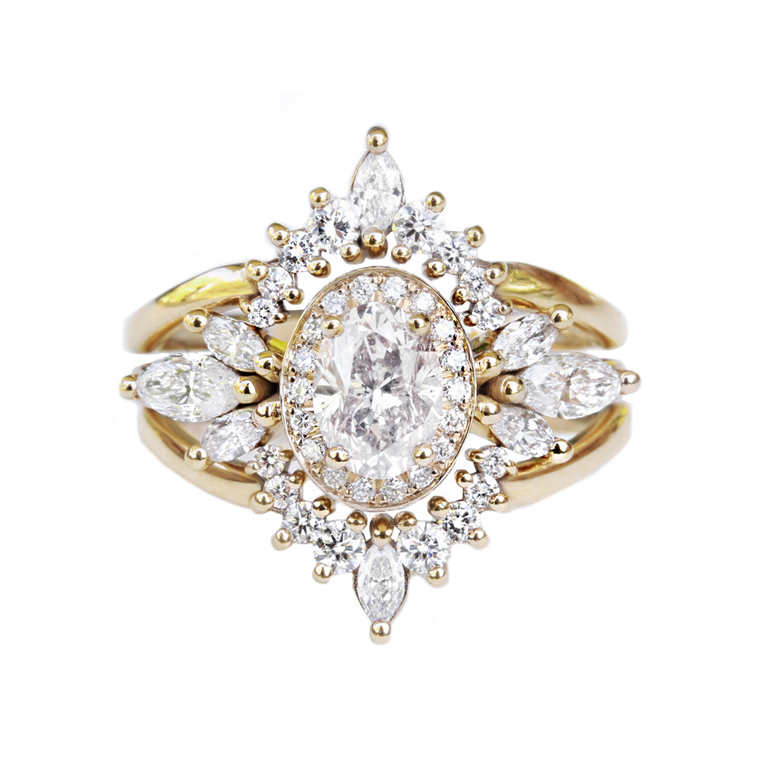 Marquise Diamond Unique Wedding Nesting Ring - Athena Armor