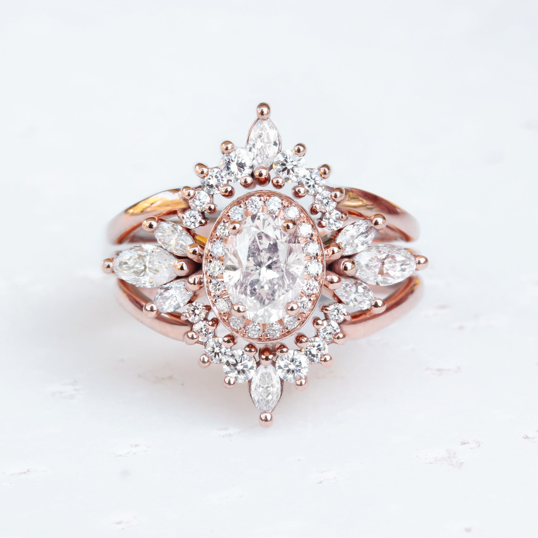 Marquise Diamond Unique Wedding Nesting Ring - Athena Armor