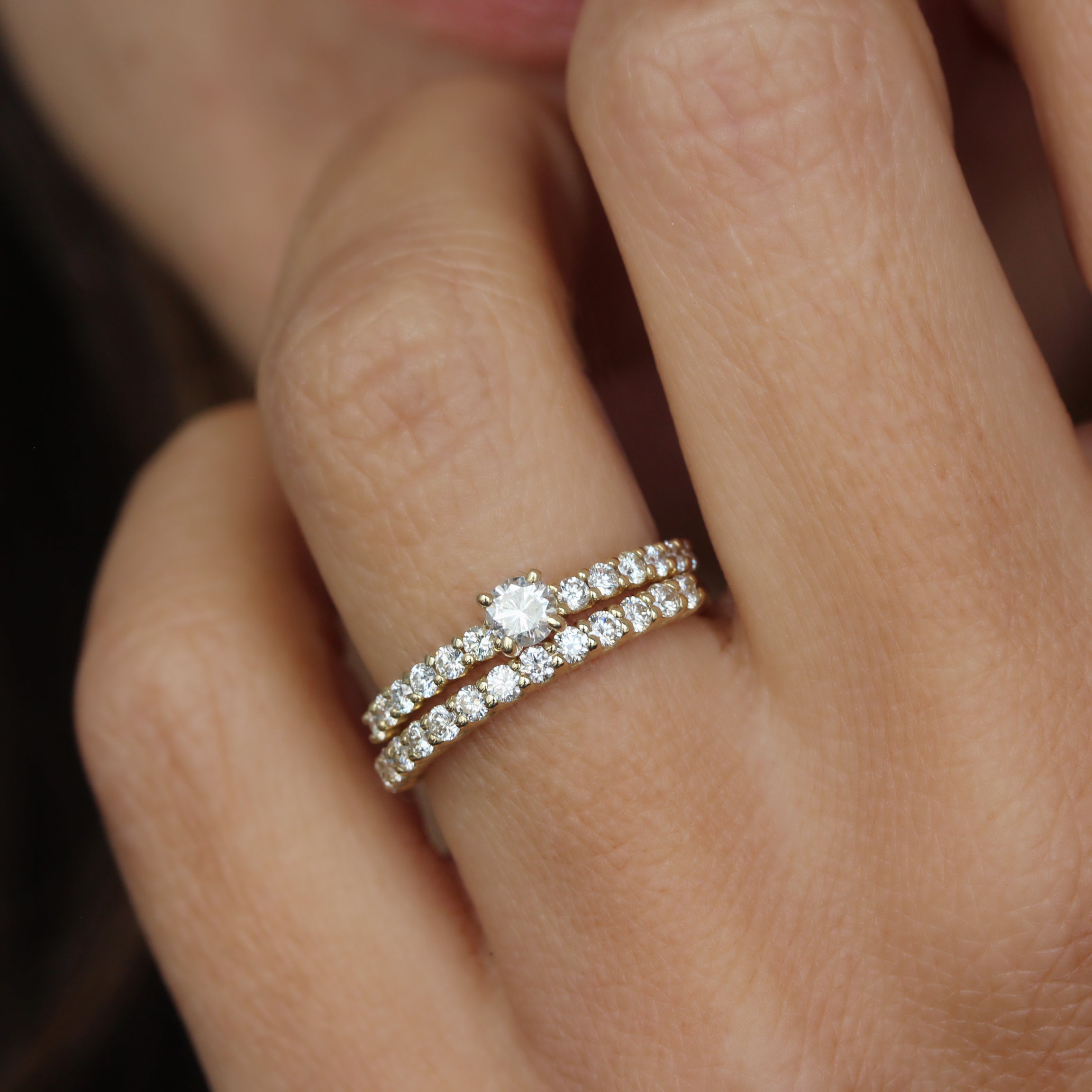 Small diamond band engagement ring Clearance