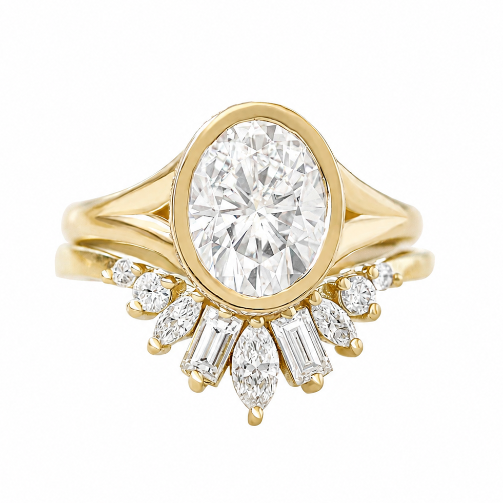 bezel setting 1.5 oval diamond engagement ring, hidden halo, split shank, urban, ally V art deco nesting ring , yellow gold