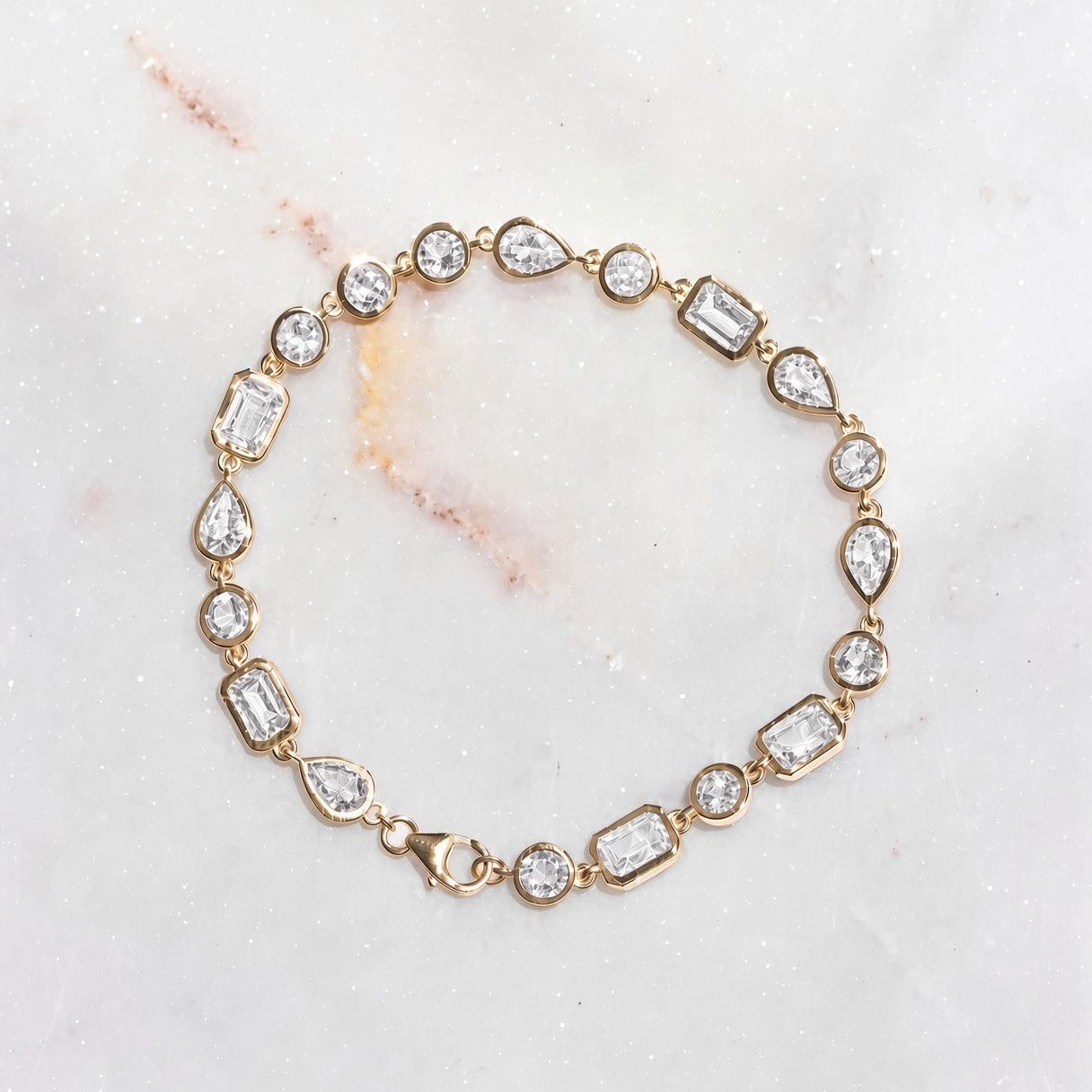 bezel set diamond bracelet yellow gold
