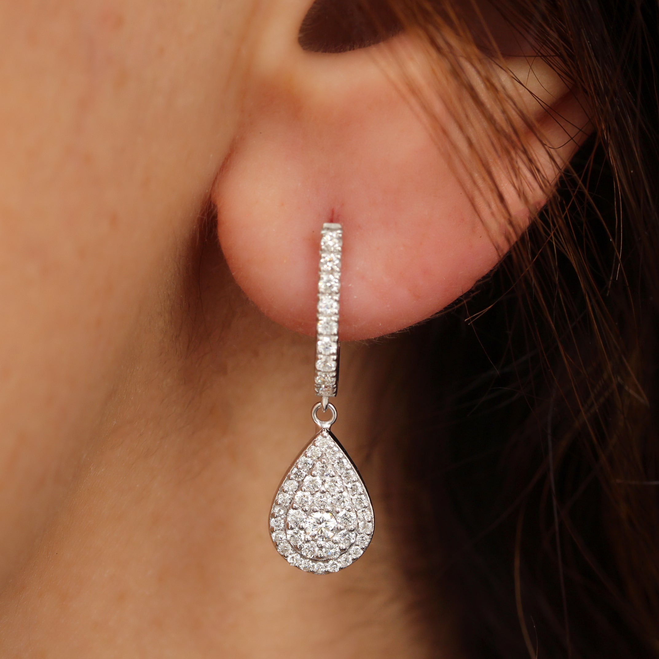 Big Pear Diamond Drops Dangle Earrings Basic