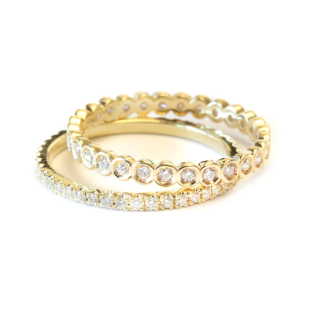 Bezel Full Eternity Wedding Band, 14K Yellow Gold Ring OOAK ♥