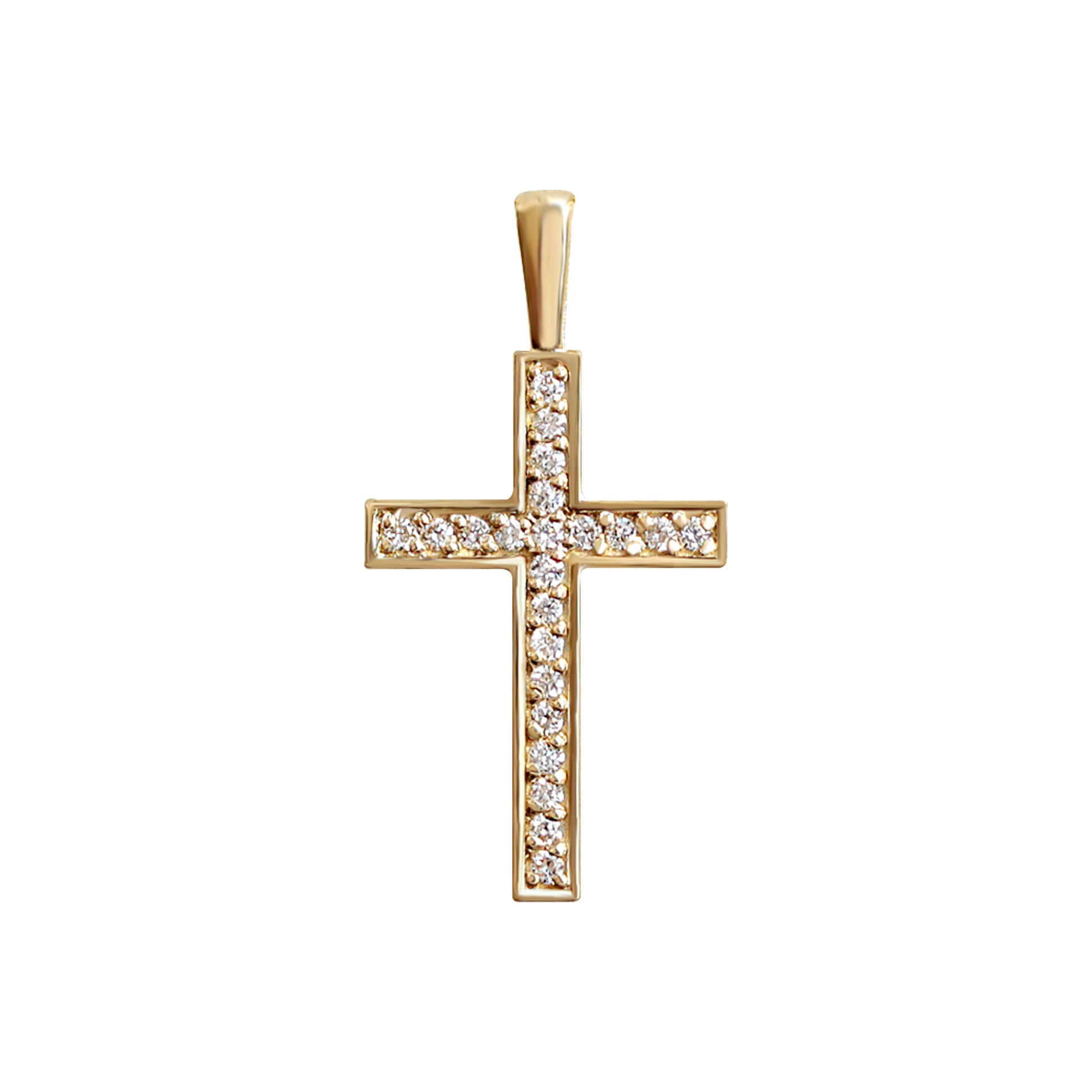 Dainty Cross Gold and Diamond Pendant Necklace