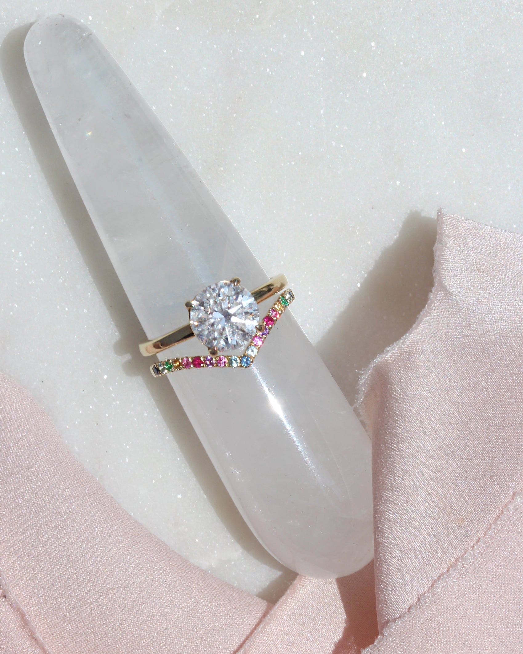 Rainbow Color V Ring, Stacking Ring
