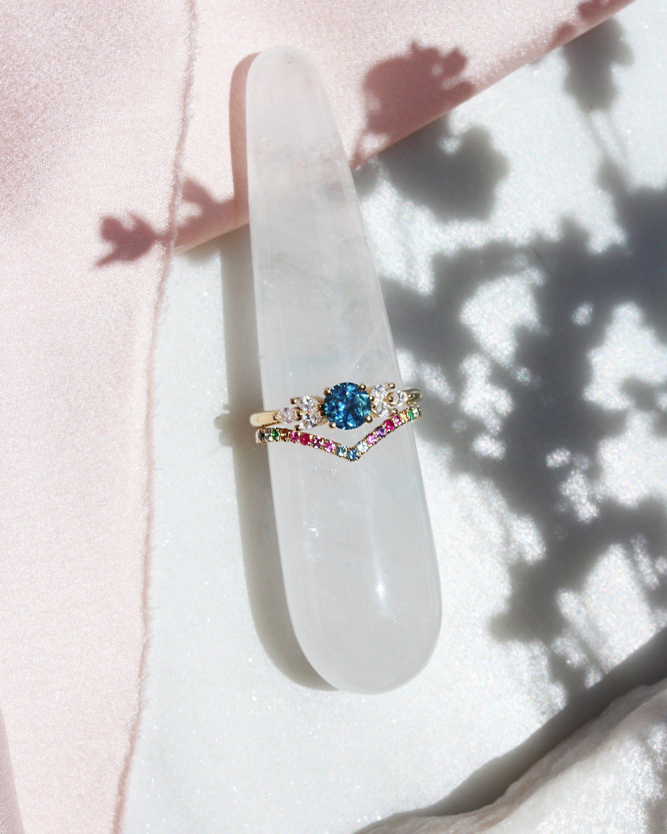 Rainbow Color V Ring, Stacking Ring