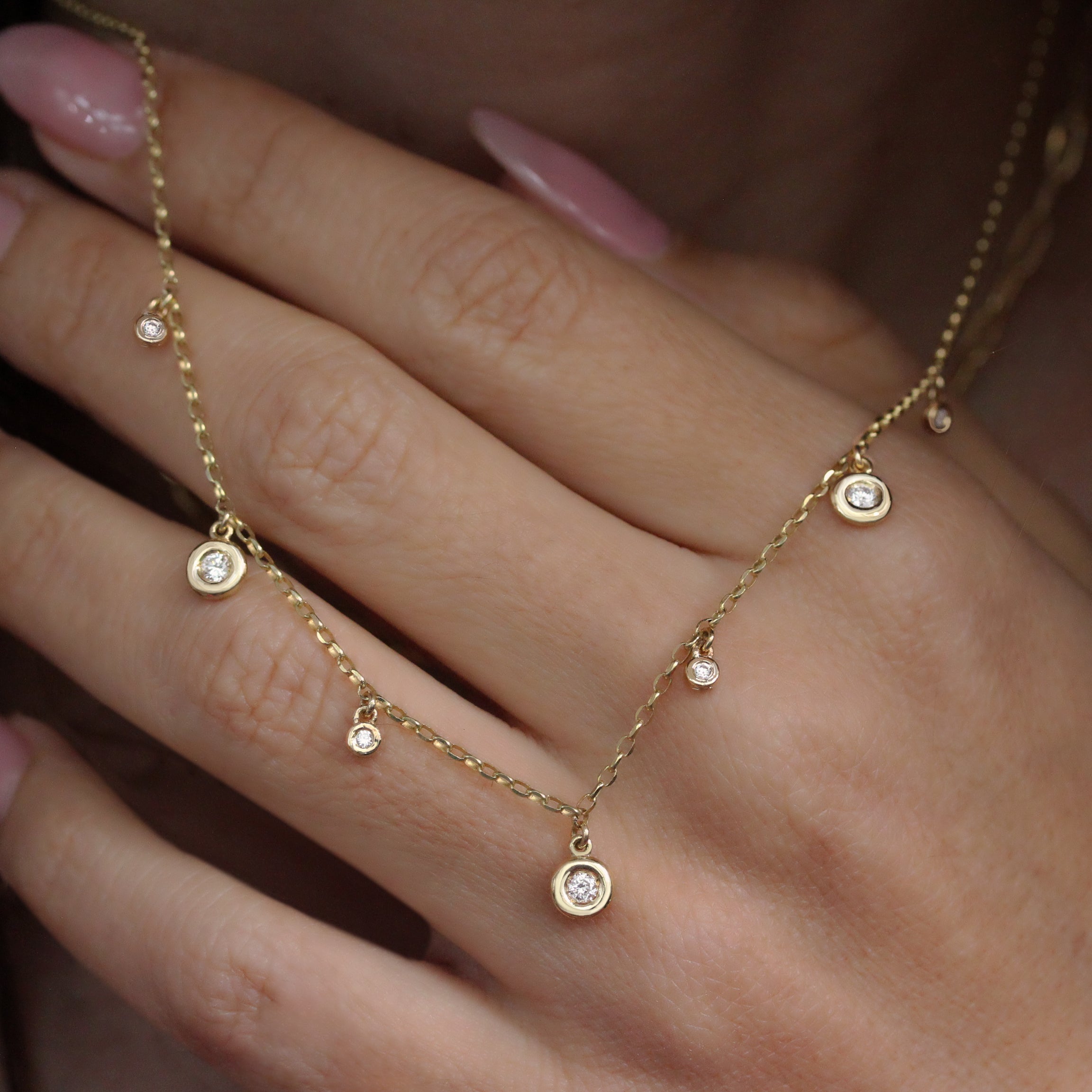 Diamond Drops Chain Necklace