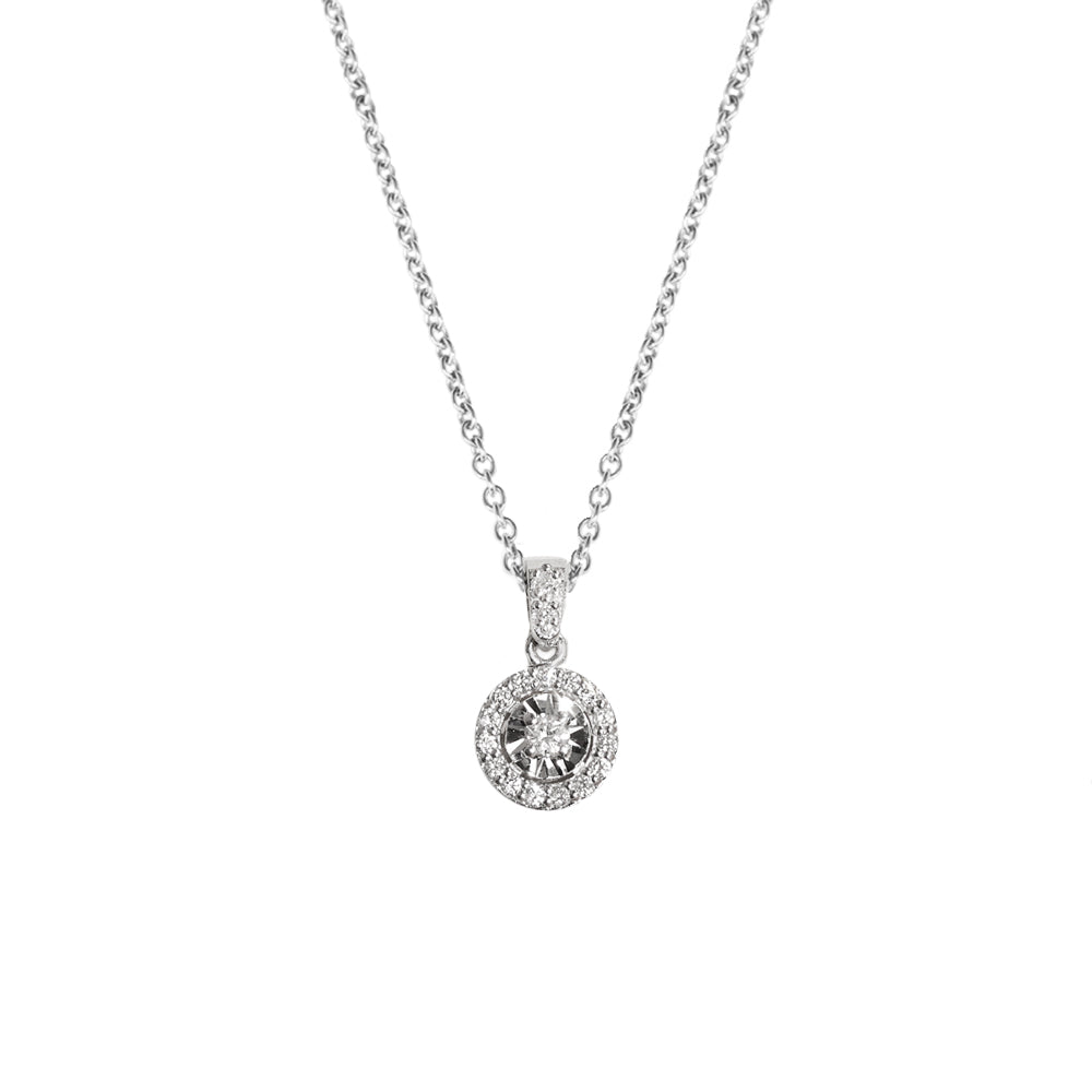 Diamonds halo elegant Pendant Necklace Basic