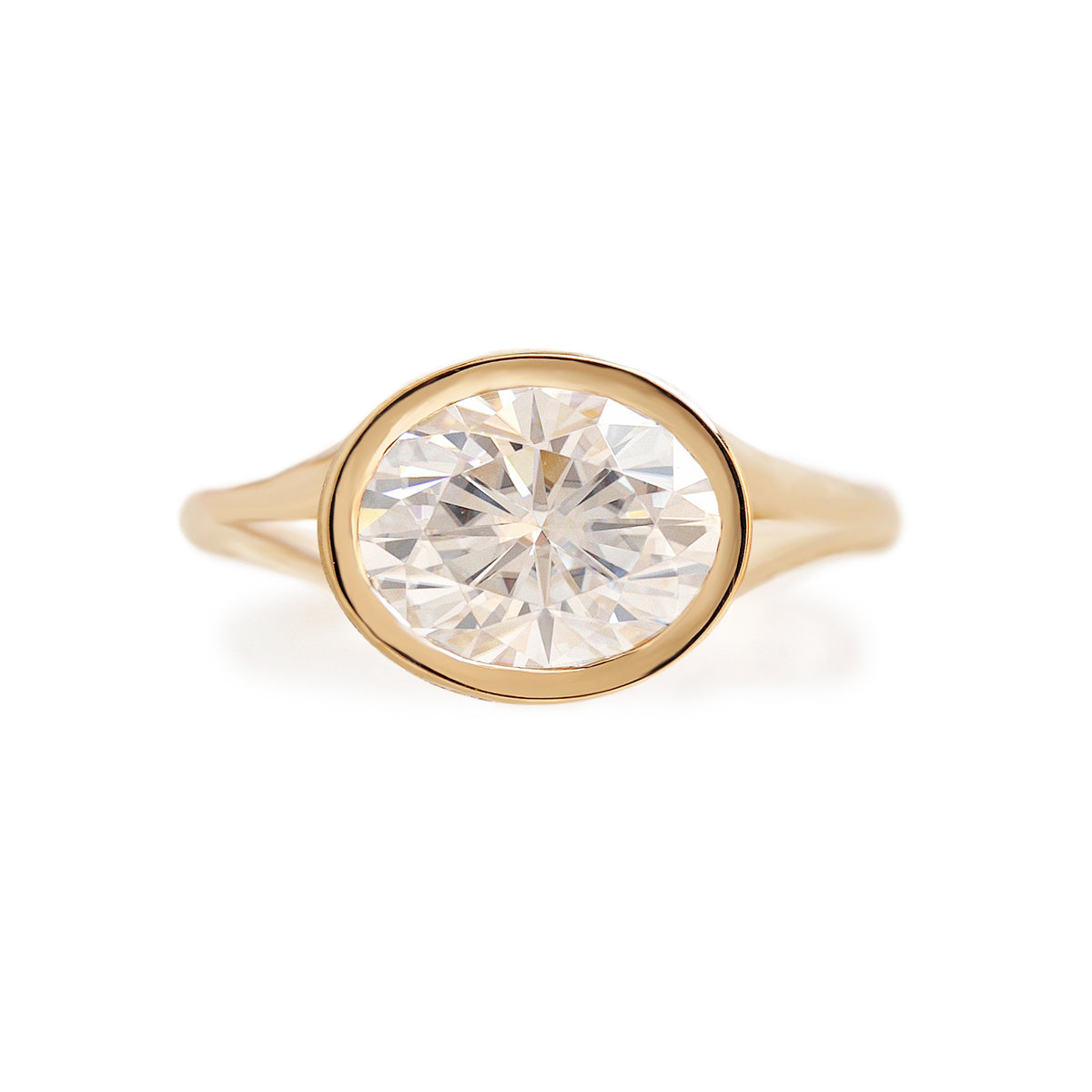 East West Bezel Oval Diamond, Hidden Halo, Engagement Ring Urban