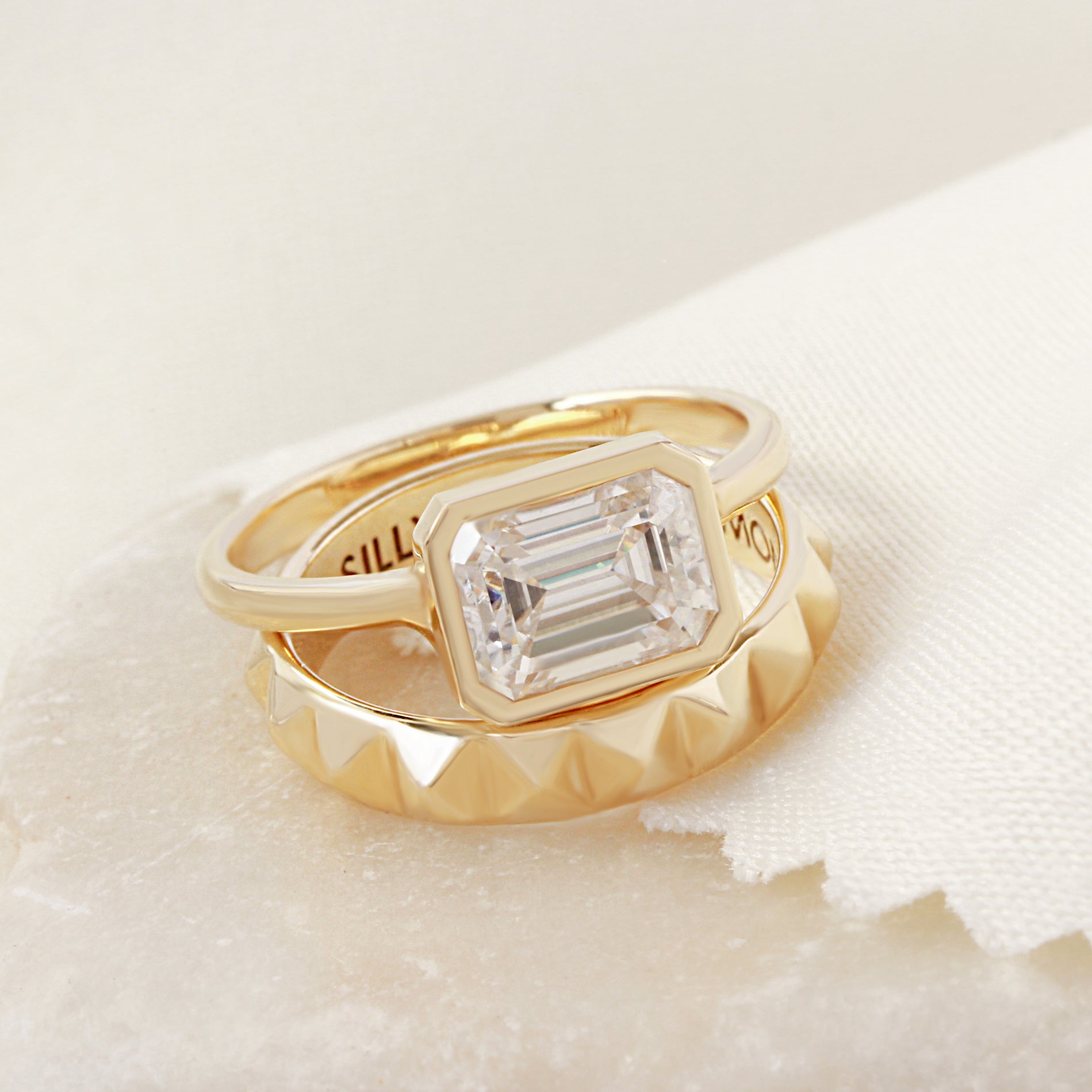 Gold Pyramid Wedding Ring
