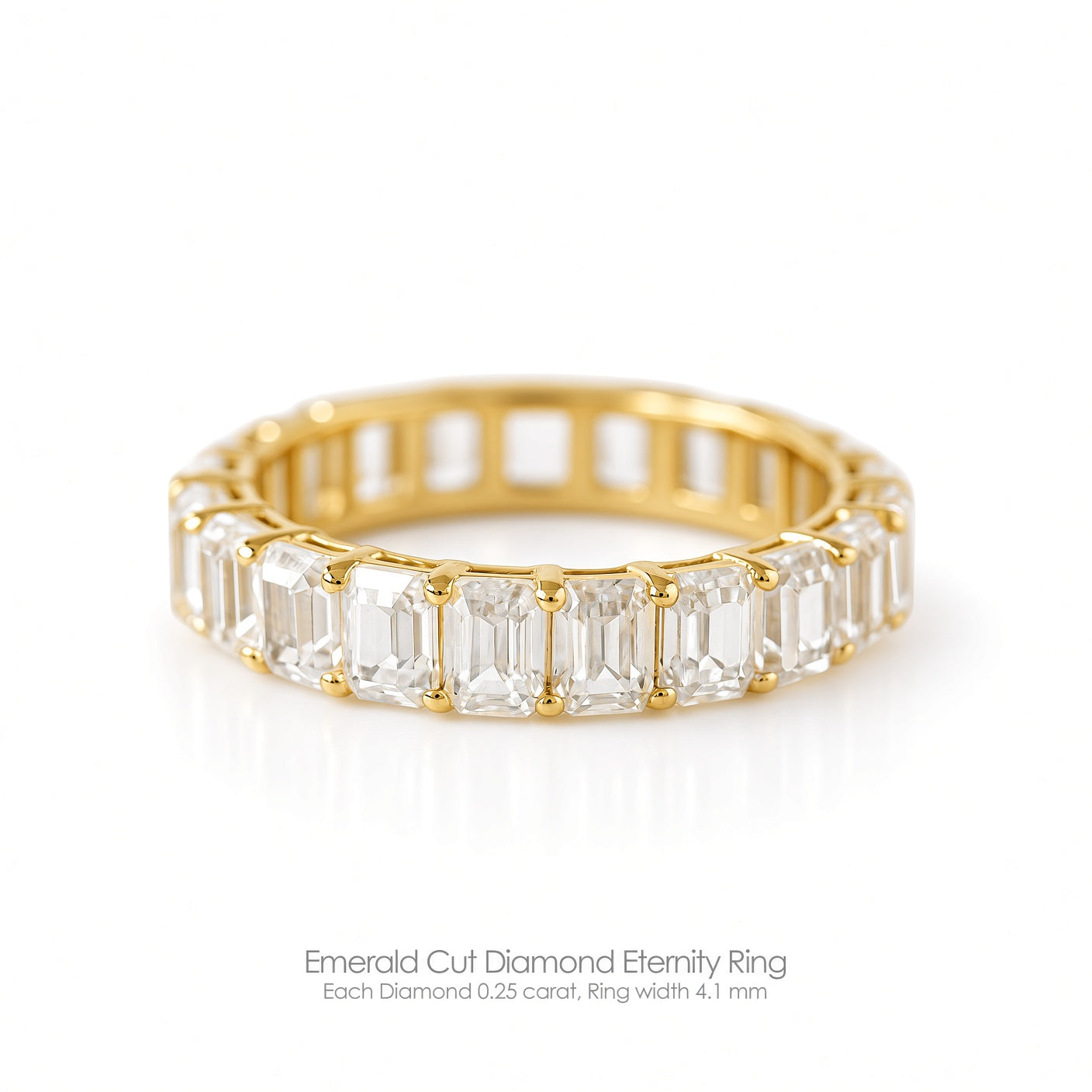 Emerald Cut Diamond 3.8mm Eternity Ring