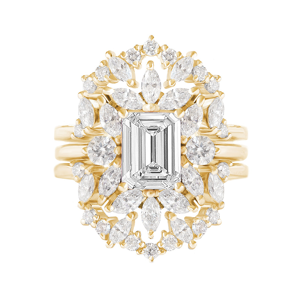 Emerald Cut 1.70 carat Diamond Royal yellow gold Engagement ring, Charlotte 