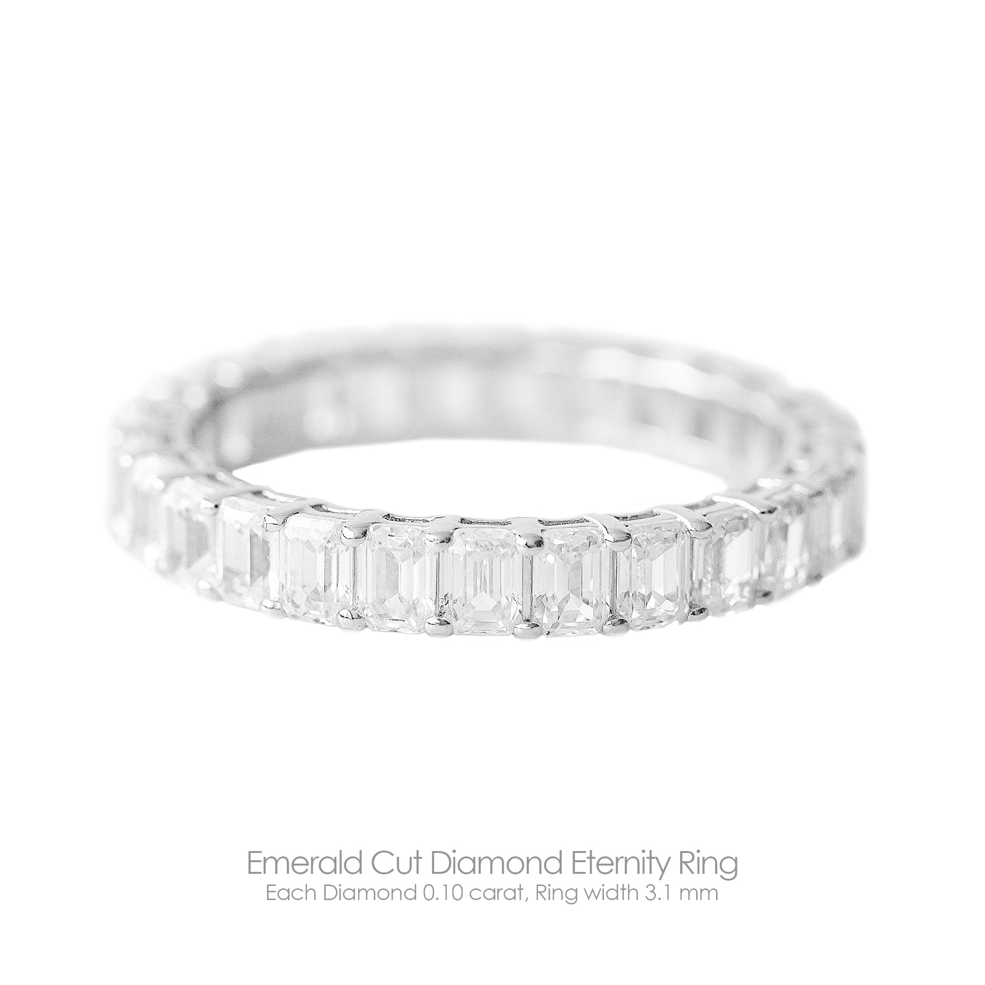 Emerald Cut Diamond 3.1mm Eternity Ring