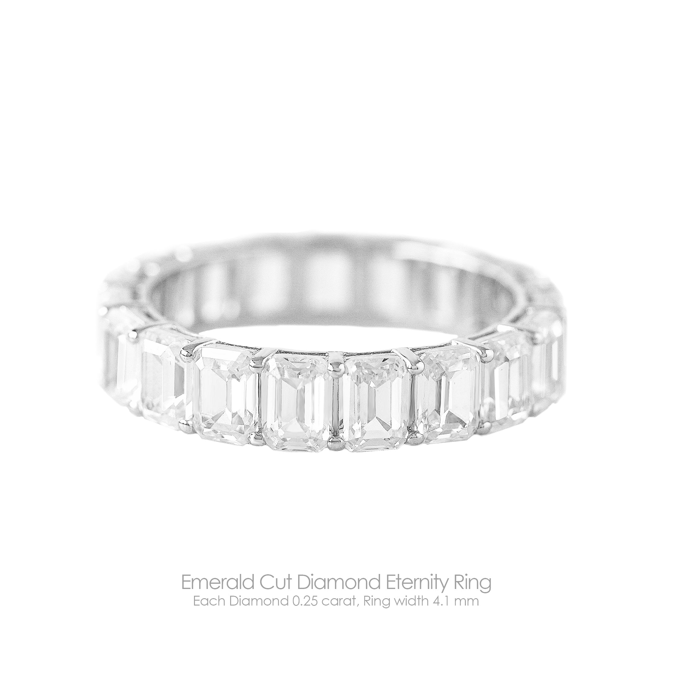 Emerald Cut Diamond 4.5mm Eternity Ring