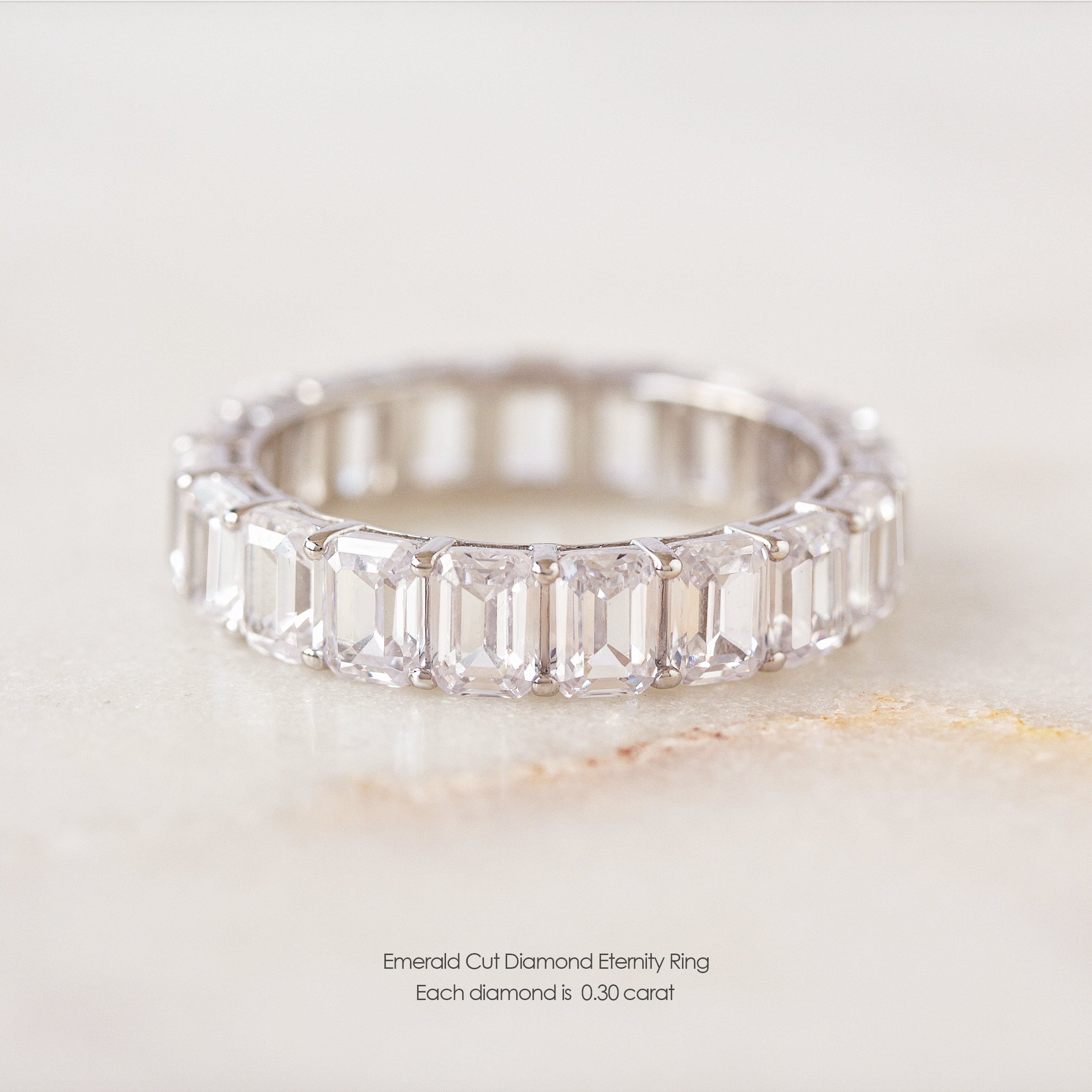 Emerald Cut Diamond 4.5mm Eternity Ring