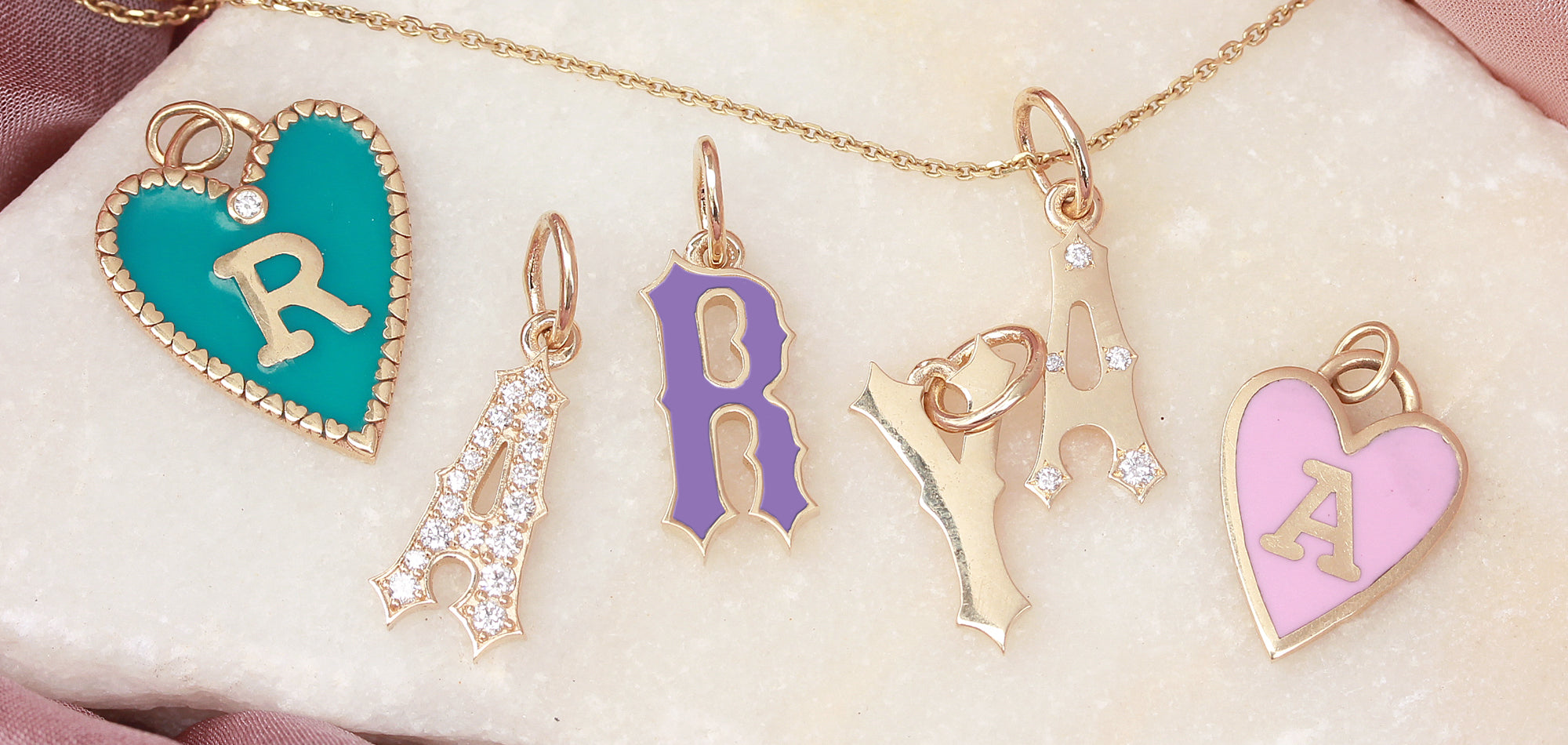 Gumbo Enamel Gothic Font Initial Letter 14k Gold