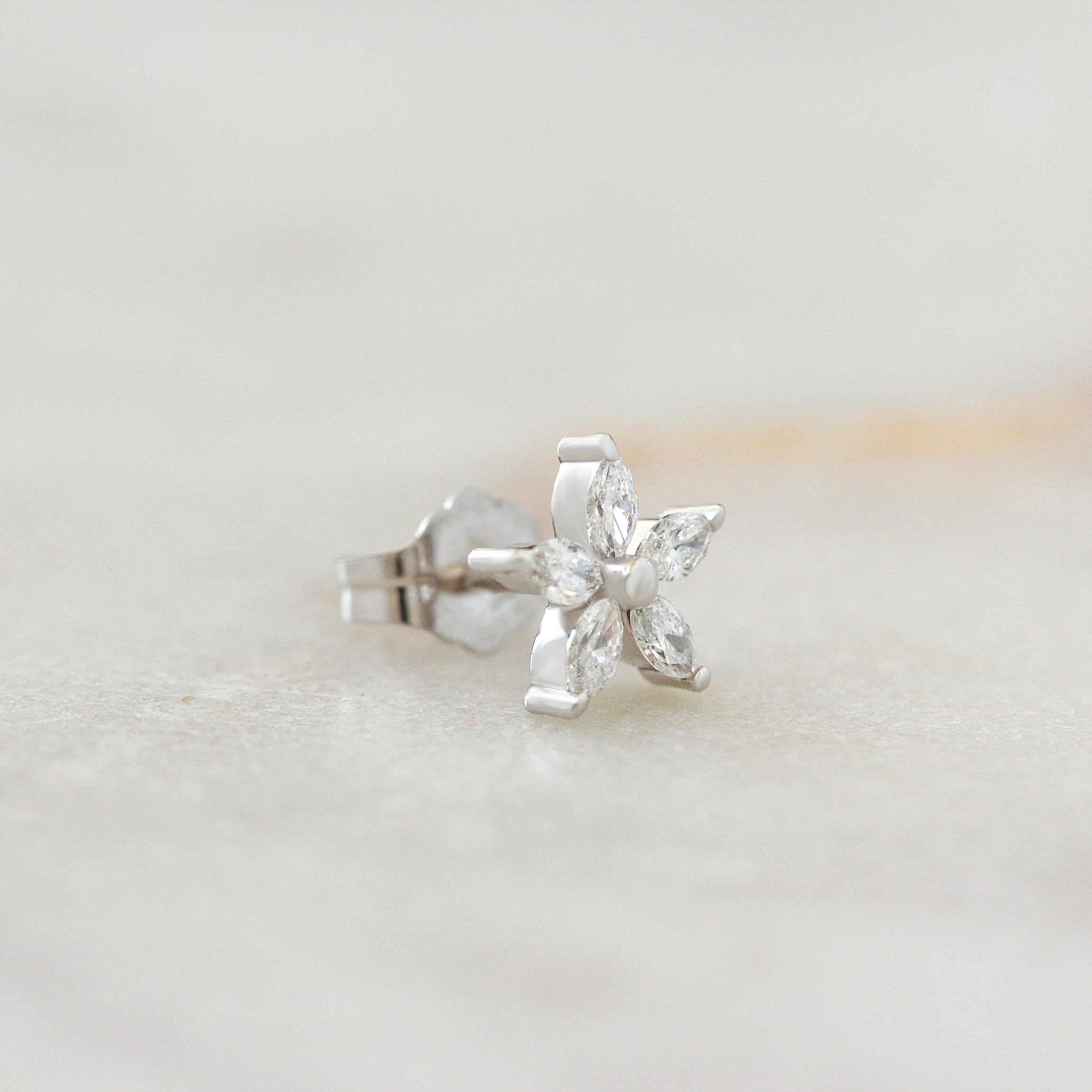 Marquise Diamond Flower Stud Earrings