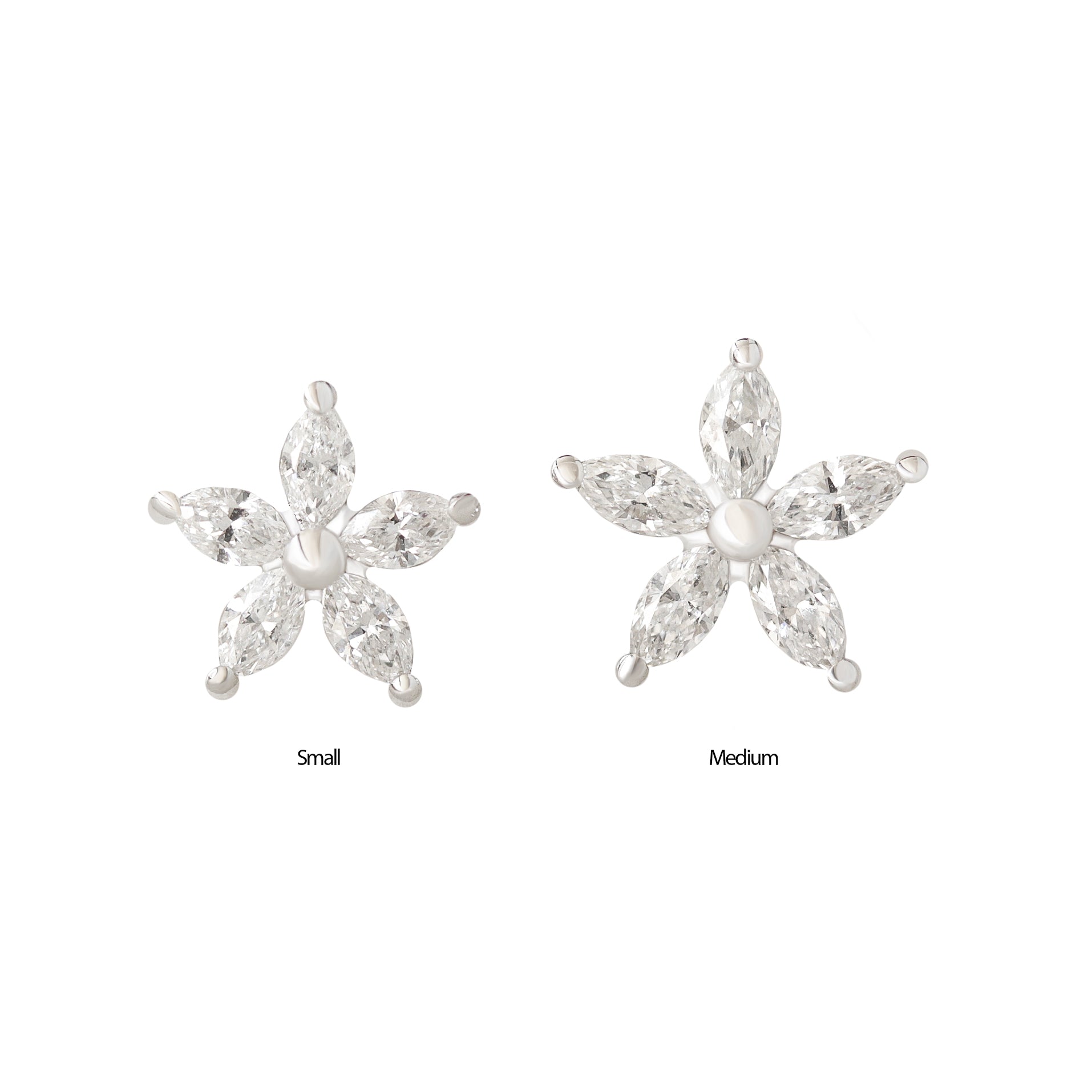 Marquise Diamond Flower Stud Earrings