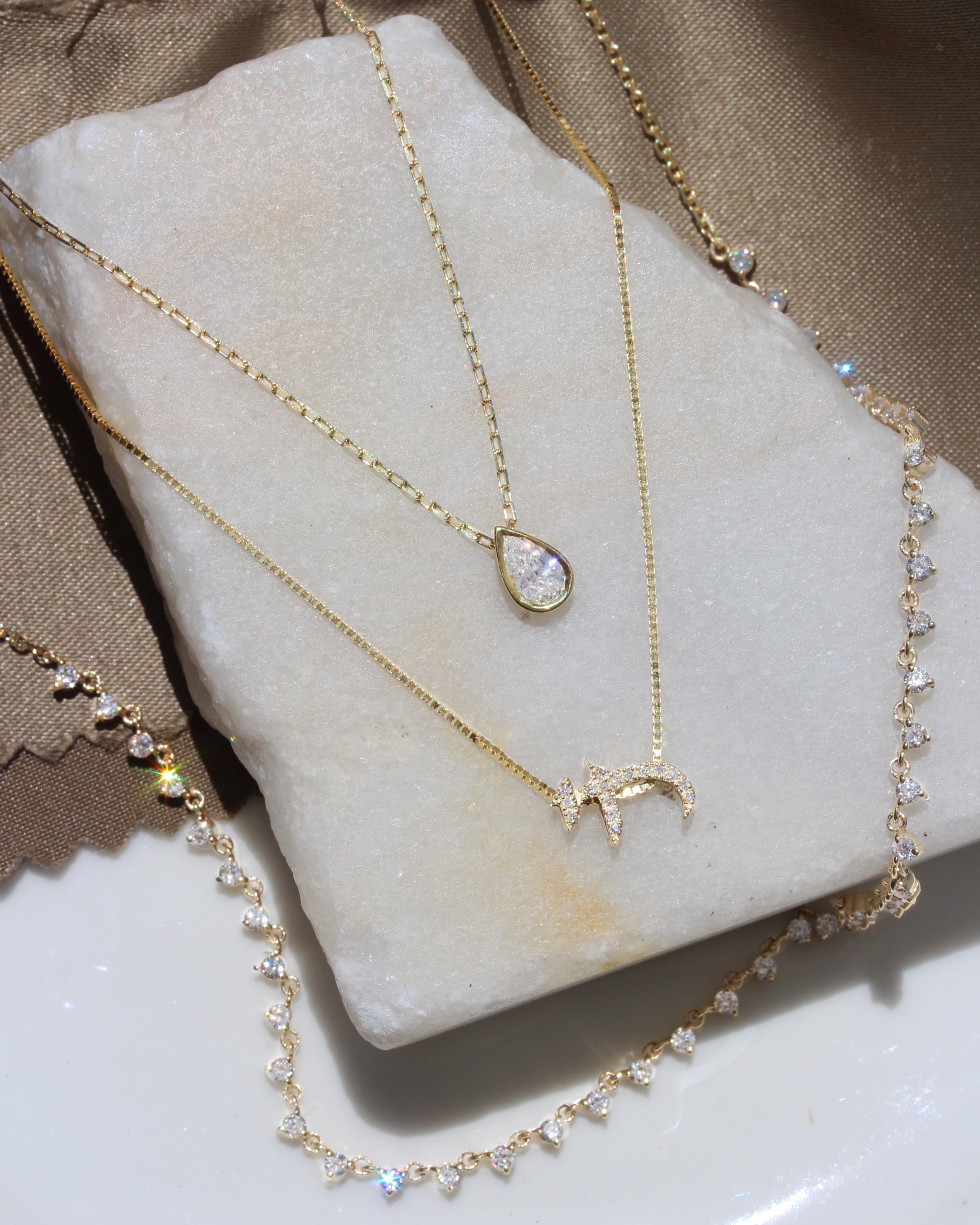 1CT Pear Diamond Bezel Setting Solitaire Pendant Necklace