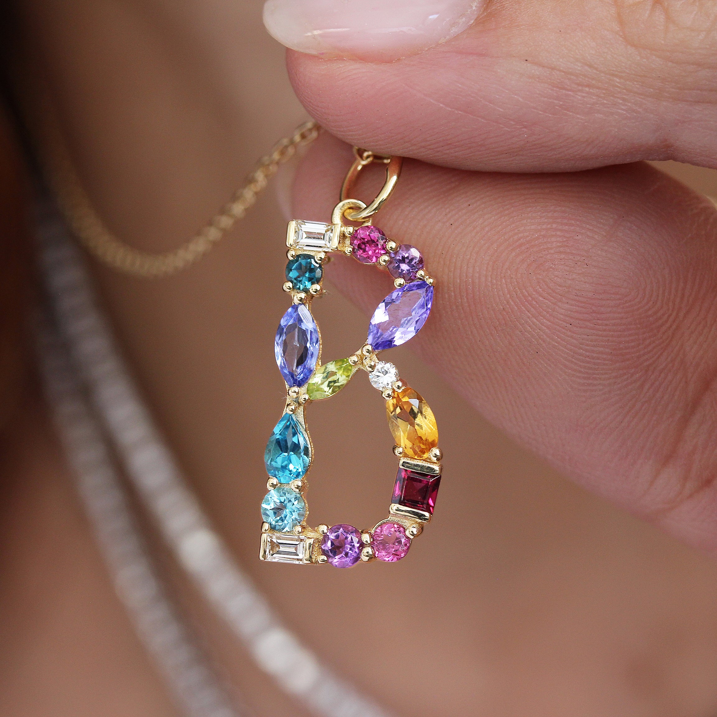 Large Initial Gem Story Initial Personalized Pendant