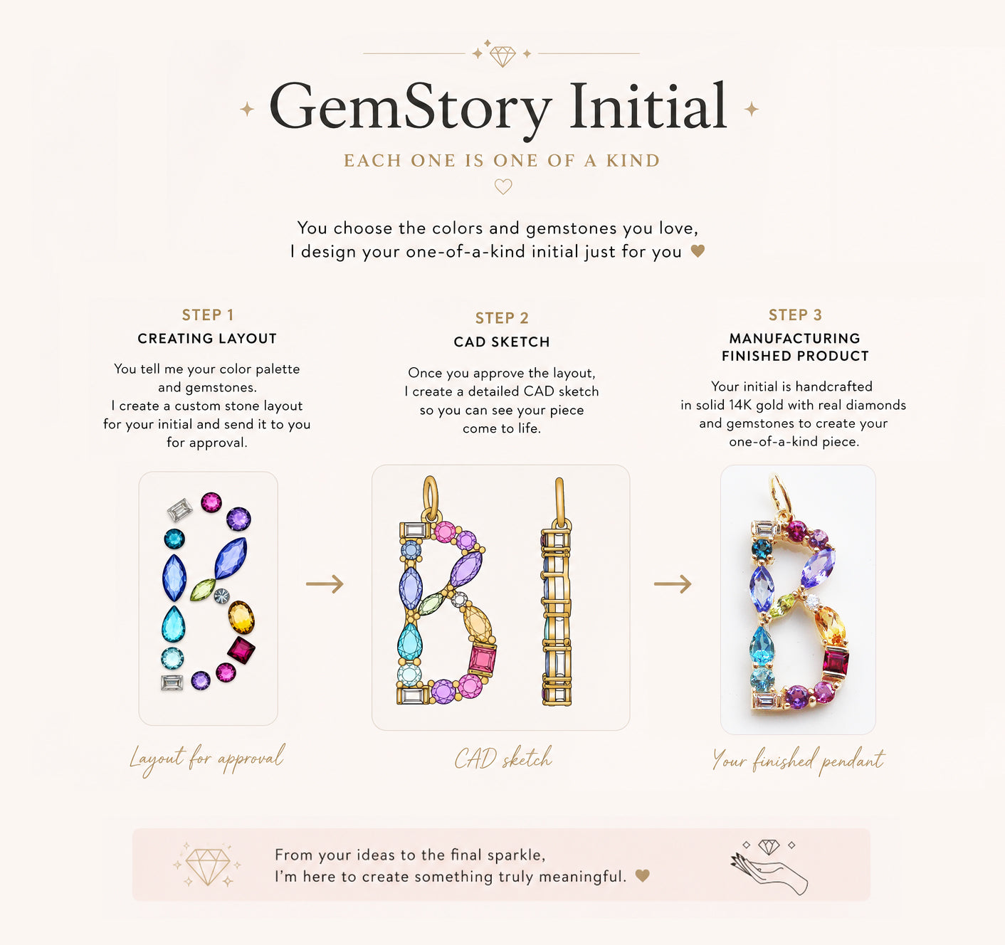 Large Initial Gem Story Initial Personalized Pendant