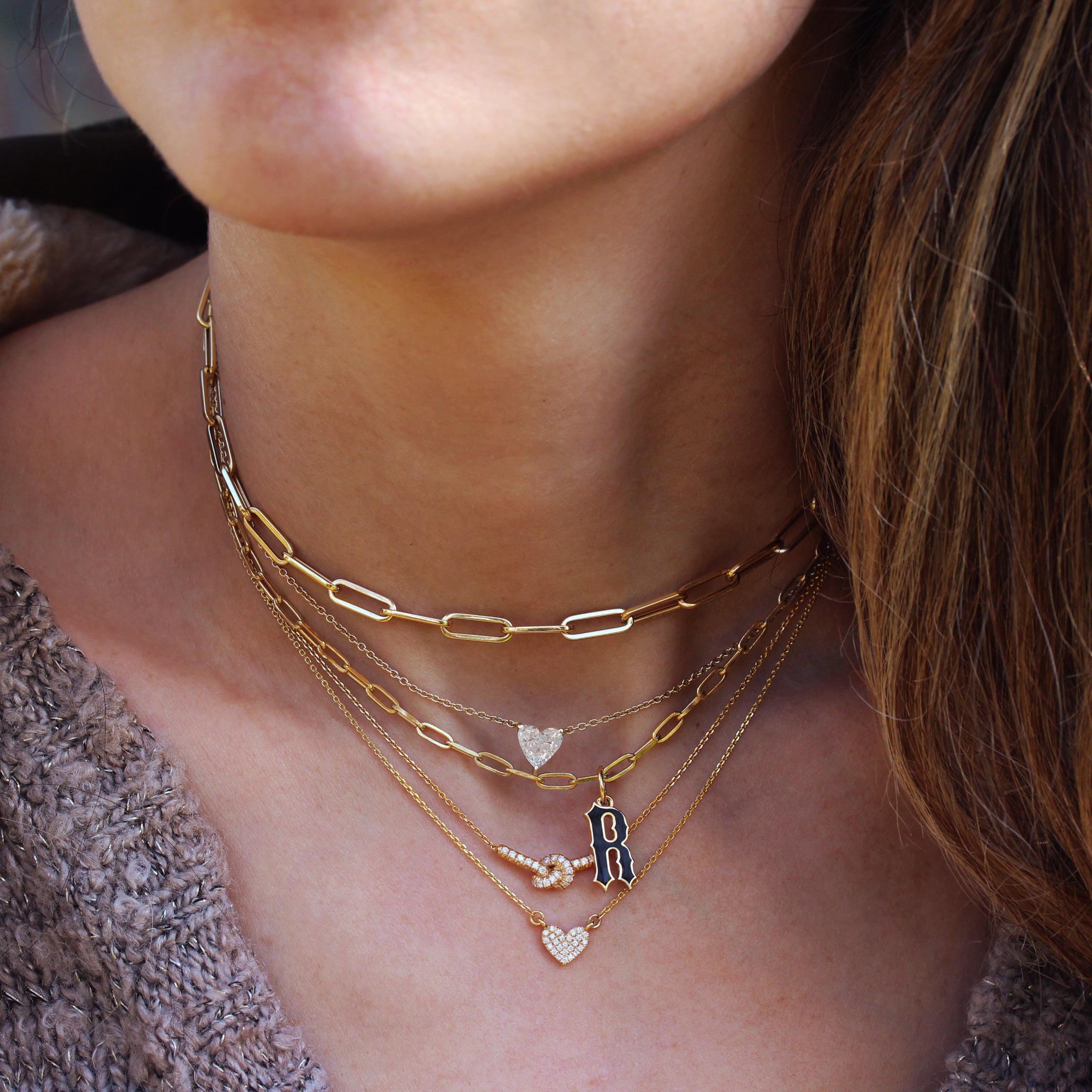 14K Gold Hollow Large Paperclip Necklace