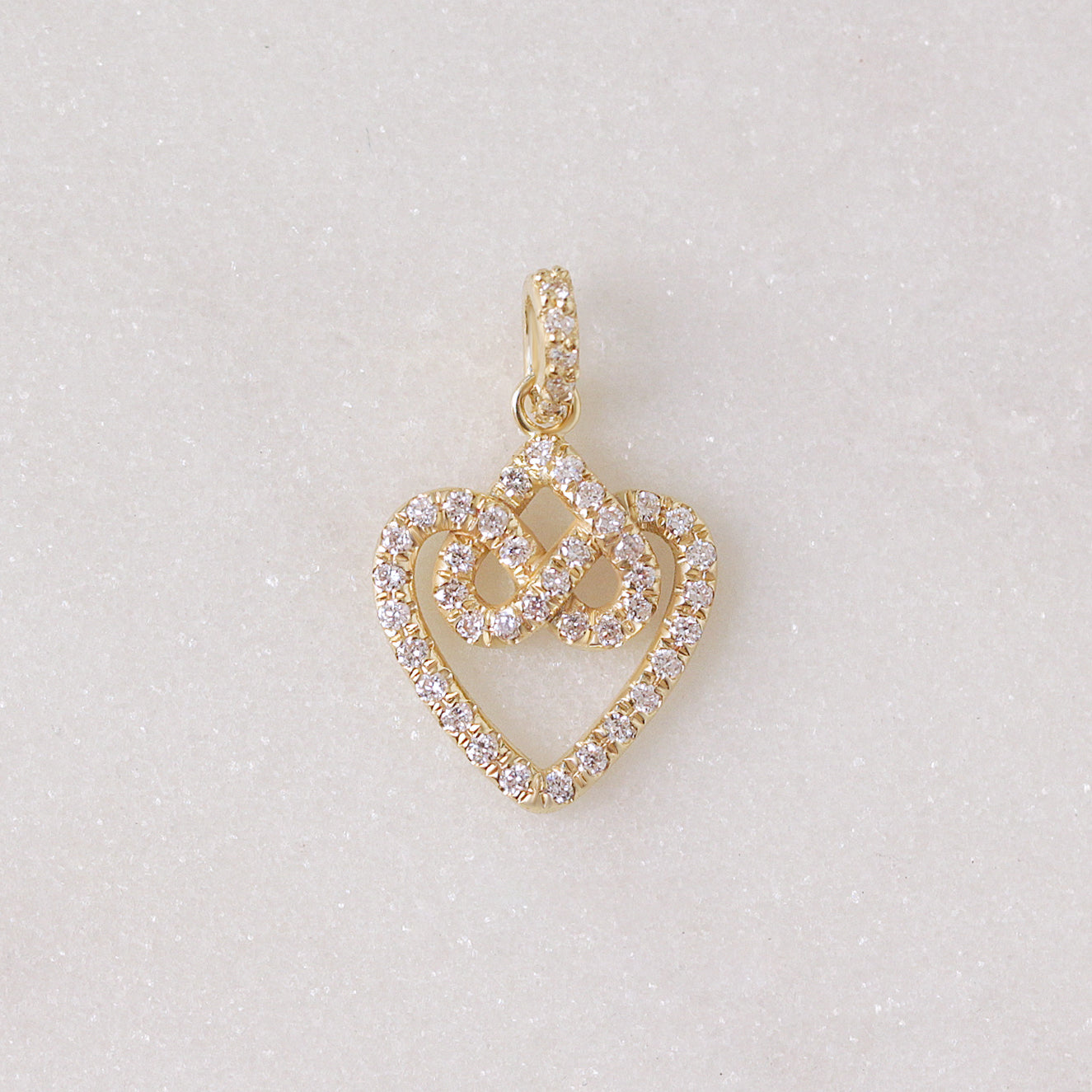 Infinity hearts lock knot dainty diamond pendant necklace ♥