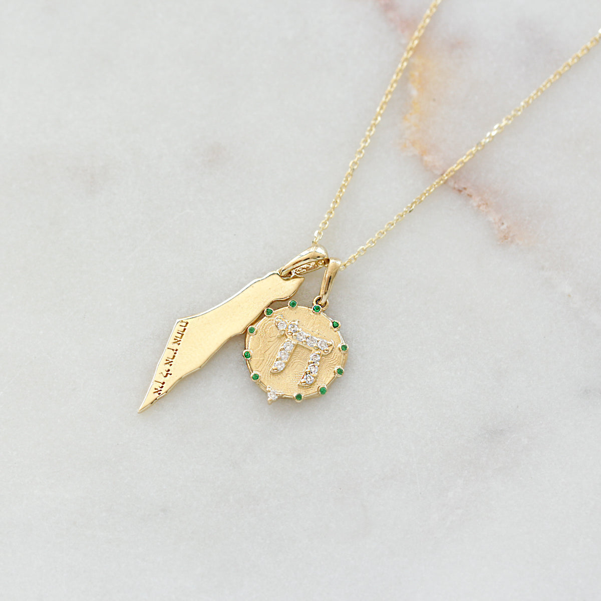 Israel Map - Am Israel Chai Gold Pendant Necklace ♥ – sillyshinydiamonds